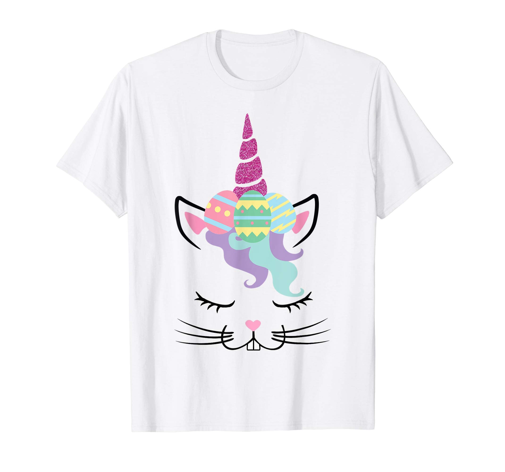 Girls Easter T-Shirt Bunny Rabbit Face Unicorn Shirt Gift