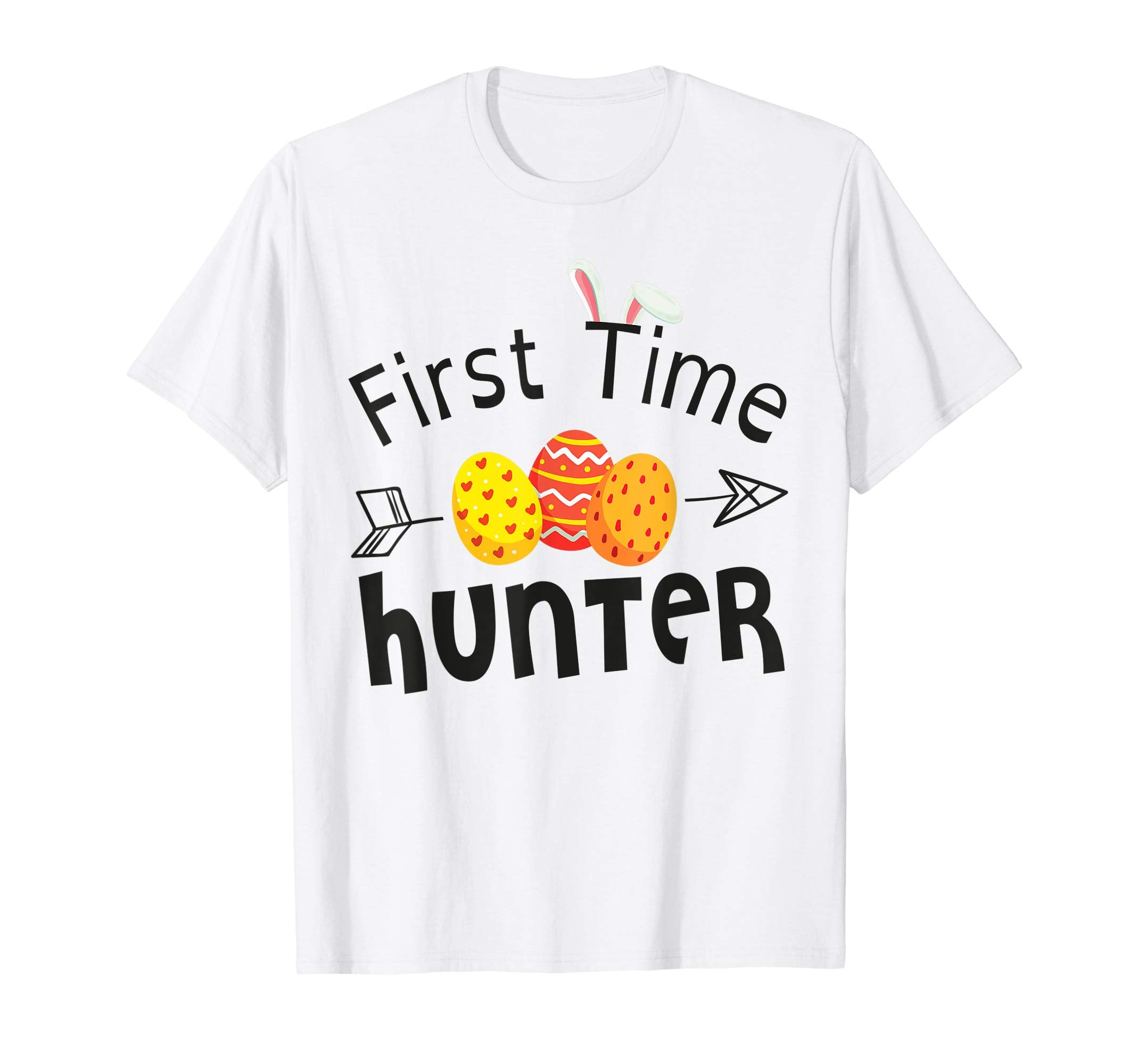 Bunny Face Arrow And Easter Eggs Shirt First Time Hunter
