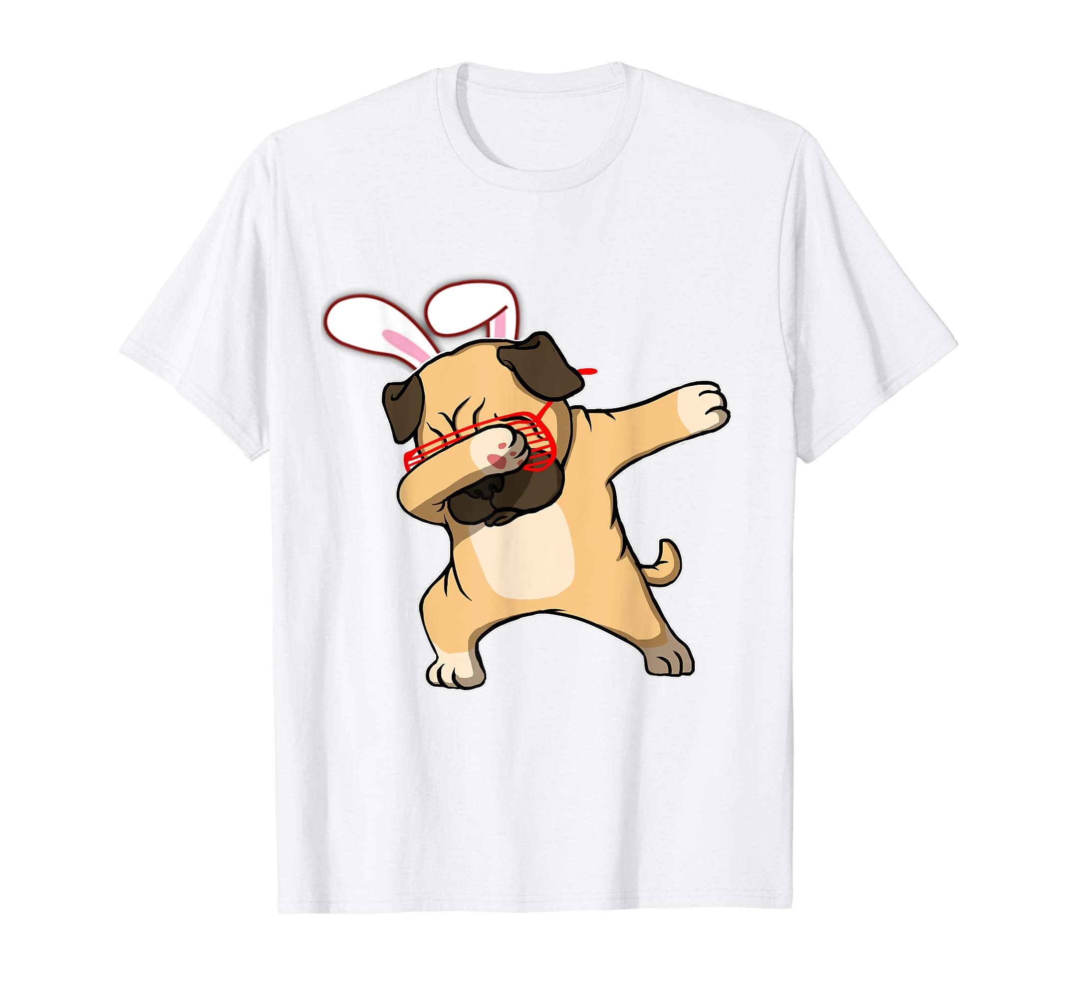 Easter Bunny Dabbing Pug Dog Tshirt Rabbit Ears Animal Gift