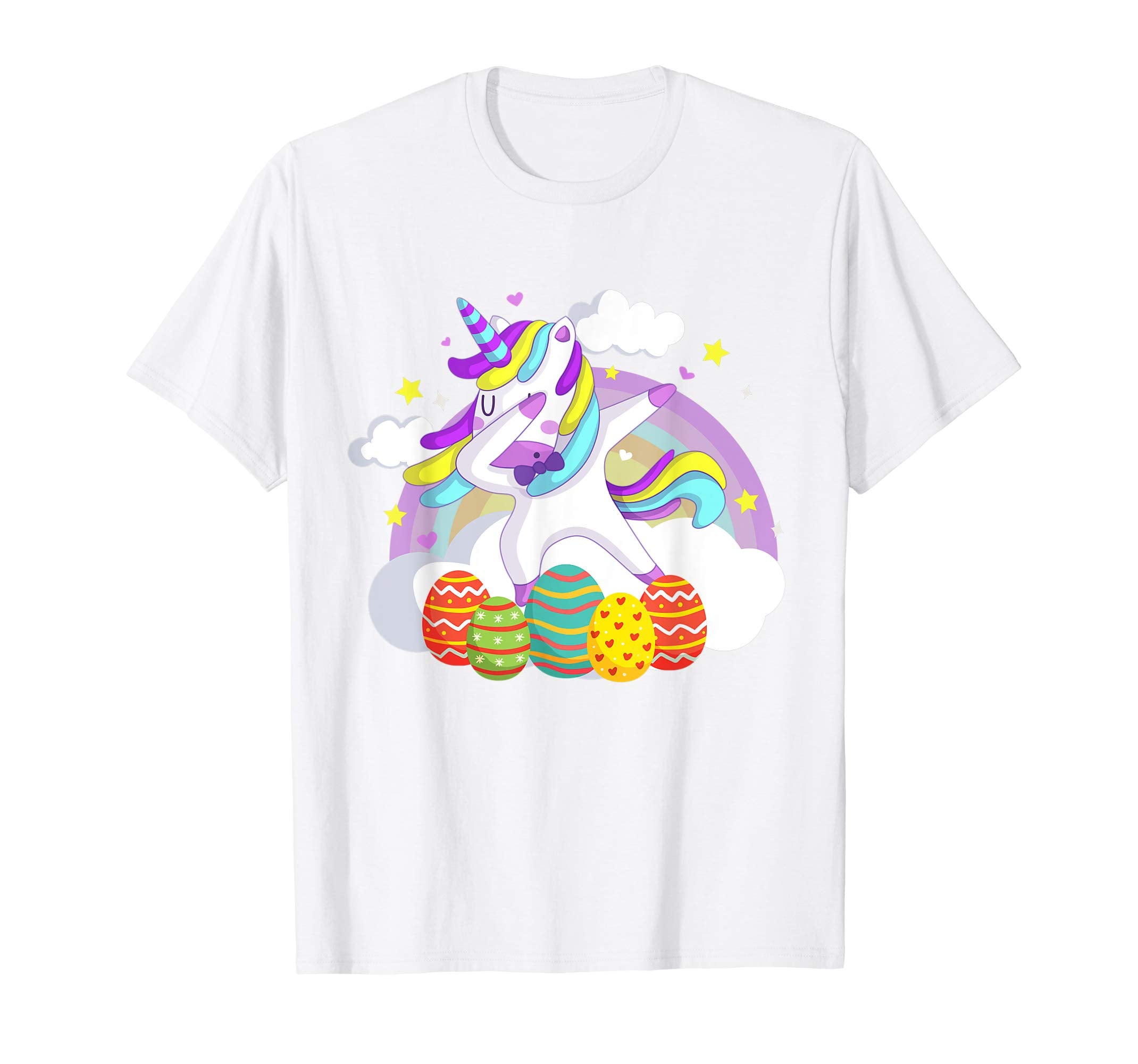 Unicorn Dabbing Rainbow Easter Bunny T-Shirt for Kids Girls
