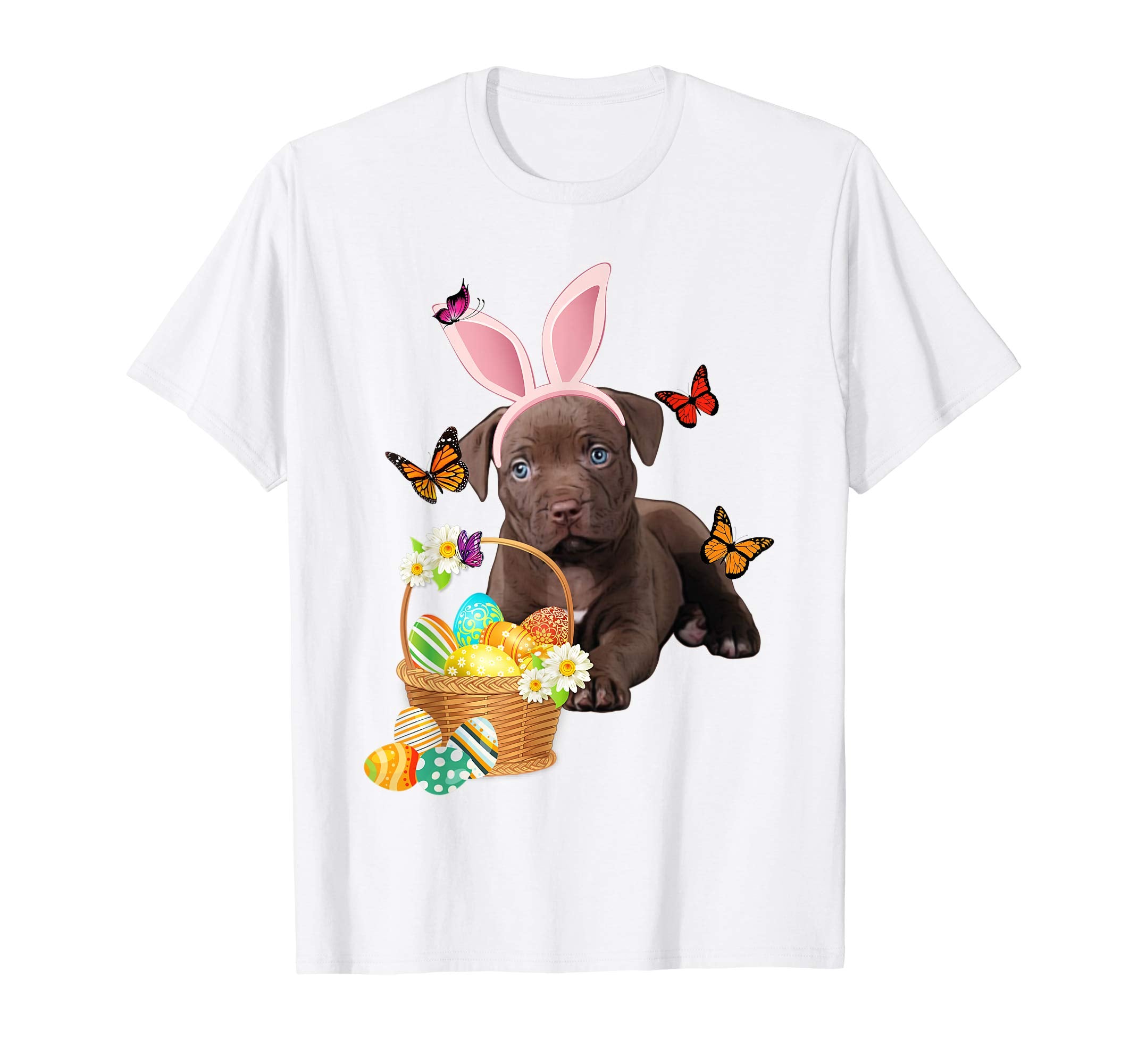 Pitbull Baby Bunny Hat Rabbit Easter Eggs Shirt
