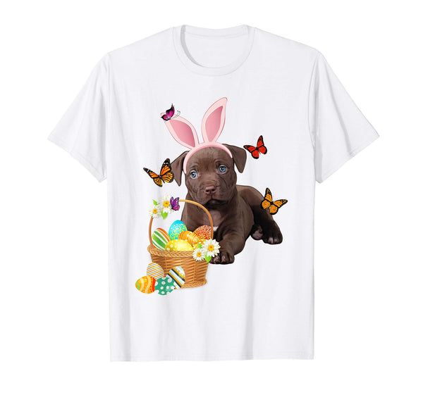 Pitbull Baby Bunny Hat Rabbit Easter Eggs Shirt