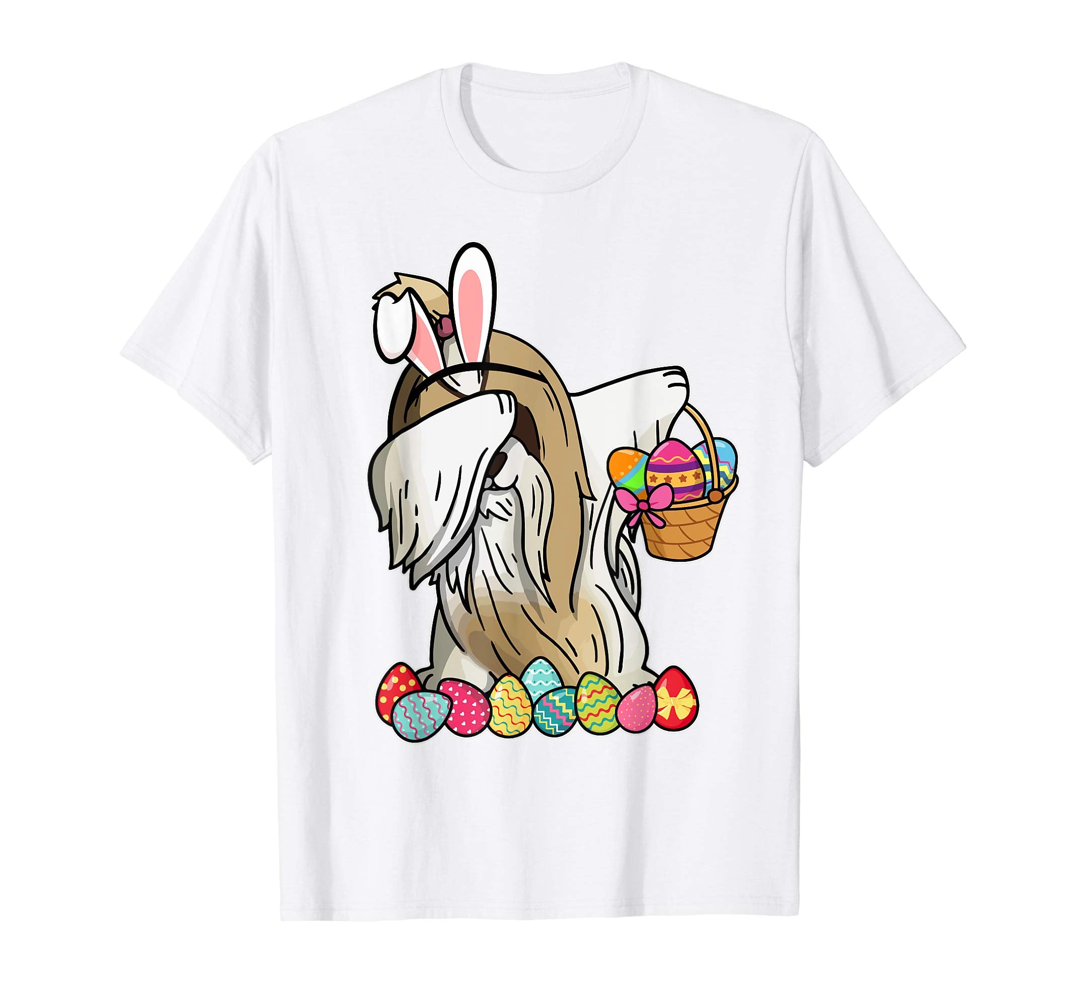 Shih Tzu Dab Dabbing Dressed Easter Bunny Egg Basket T-Shirt
