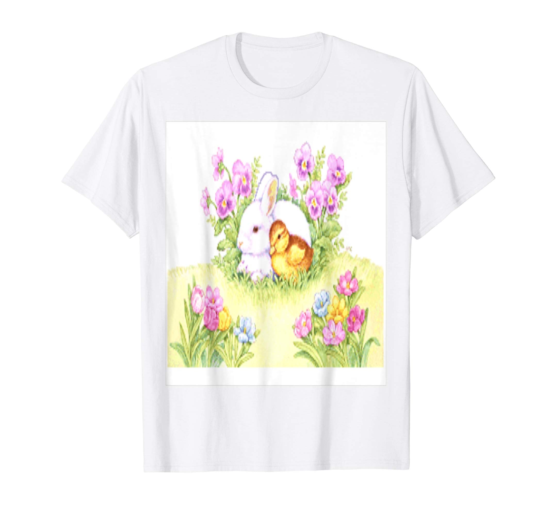 Easter Bunny, Duckling and Flowers Standard T Shirts