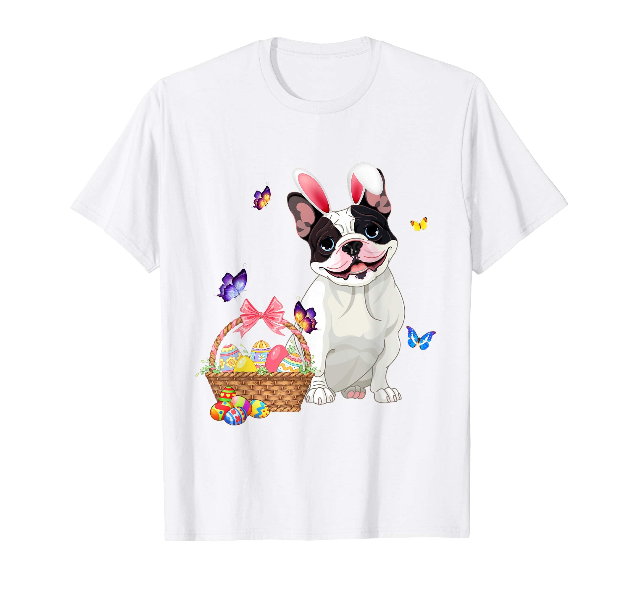 Funny Frech Bulldog Bunny with Eggs Easter T shirt Dog lover