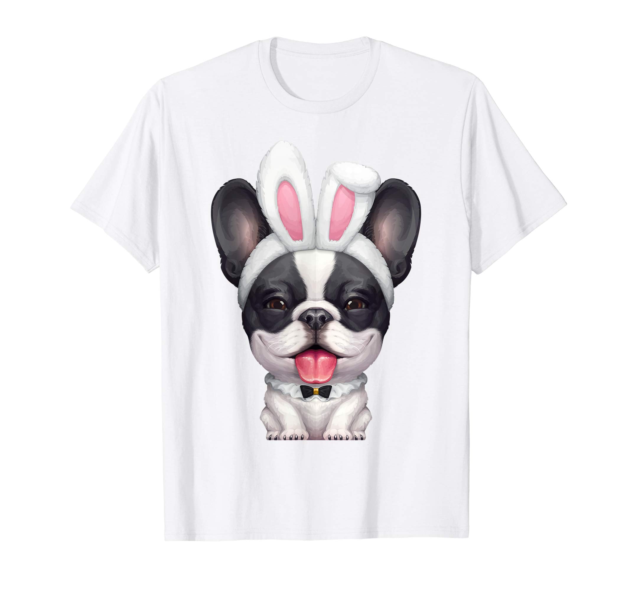 Black &amp; White French Bulldog in Easter Bunny Costume T-Shirt