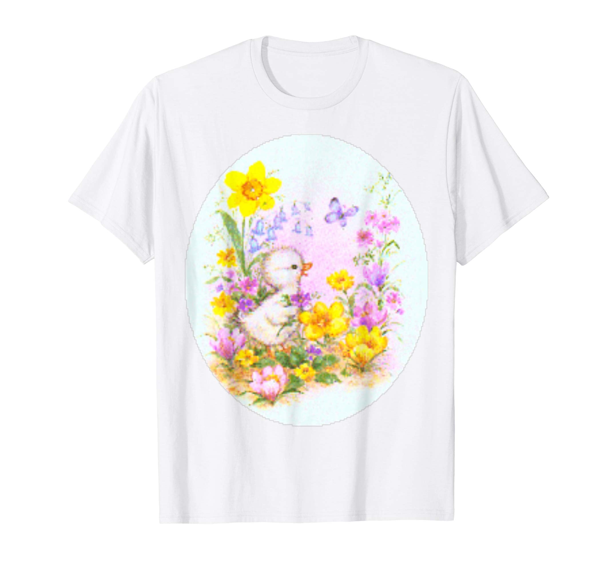 Cute Easter Duckling Chick and Flowers Standard T Shirts