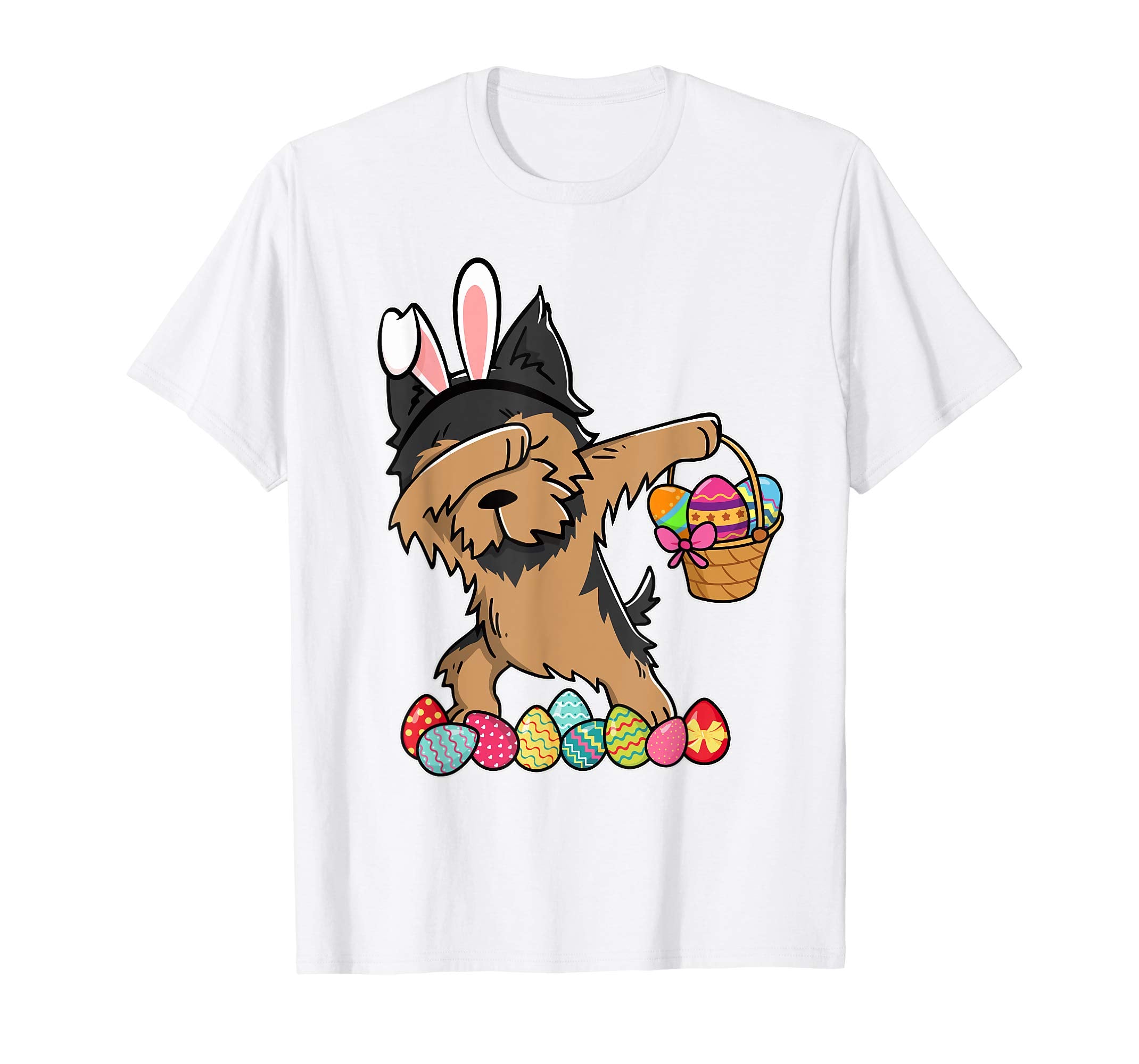 Yorkshire Terrier Dabbing Easter Bunny Egg Basket T-Shirt
