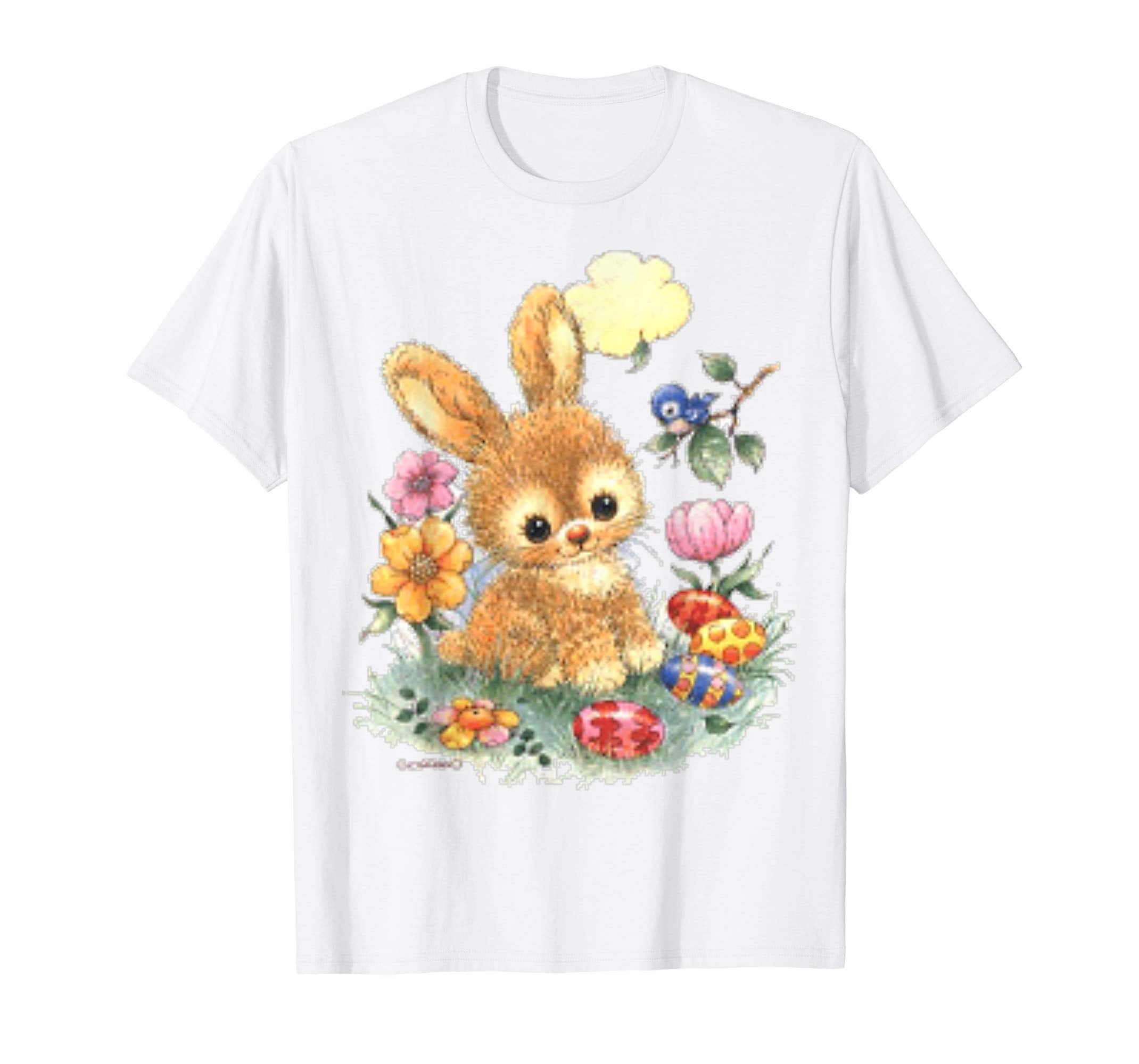 Cute Easter Bunny with Flowers and Eggs Standard T Shirts