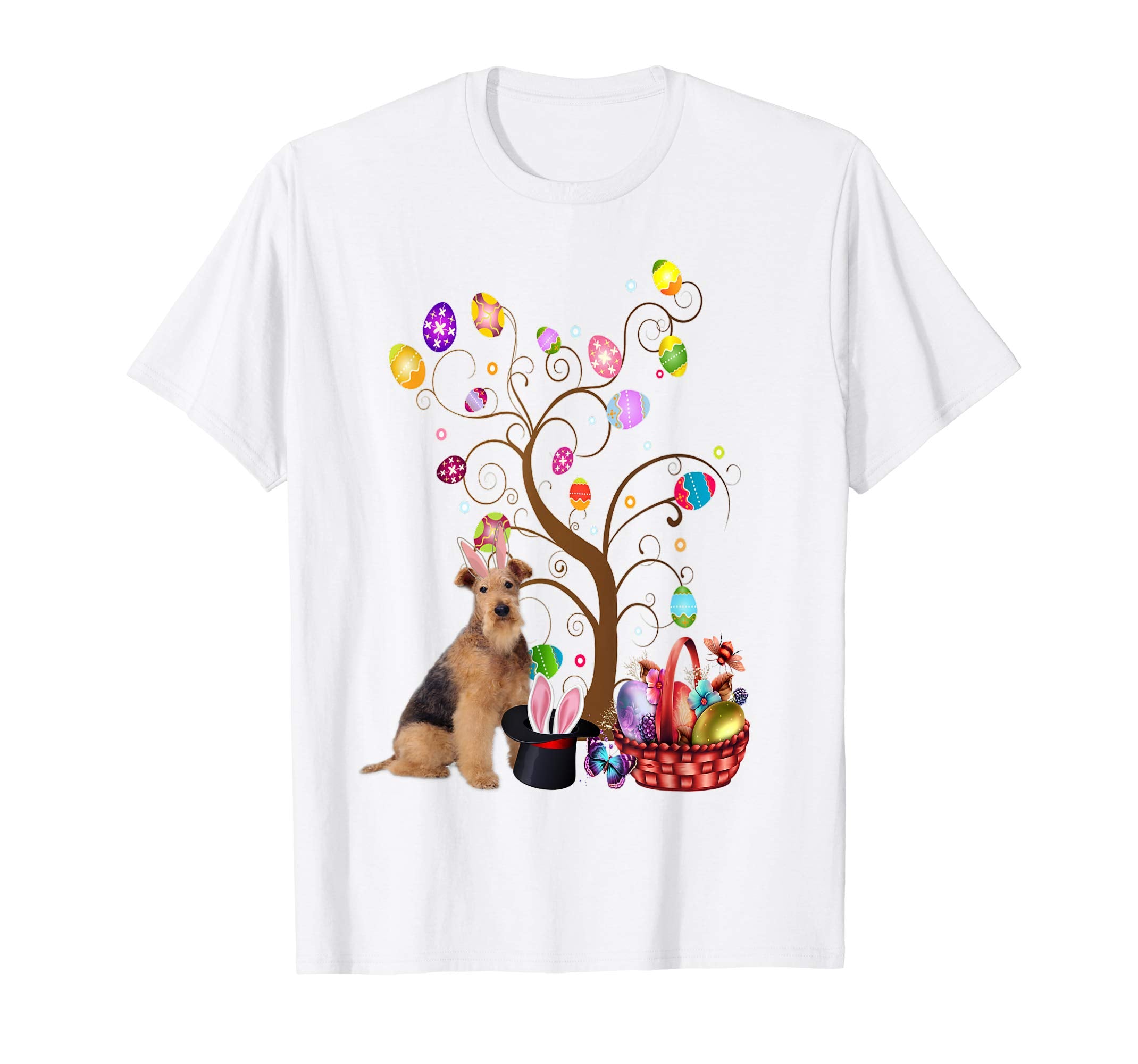Bunny Airedale Terrier Dog Easter Day Hunting Egg T-Shirt