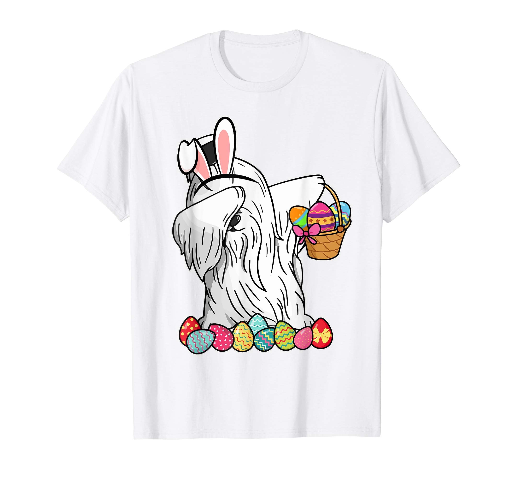 Maltese Dab Dabbing Dressed Easter Bunny Egg Basket T-Shirt