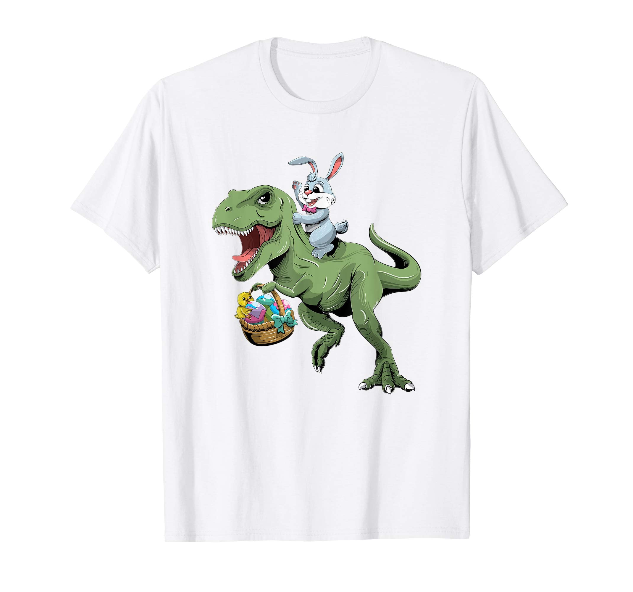 Easter T Shirt for Kids with Cool Bunny and T-rex Egg Hunt
