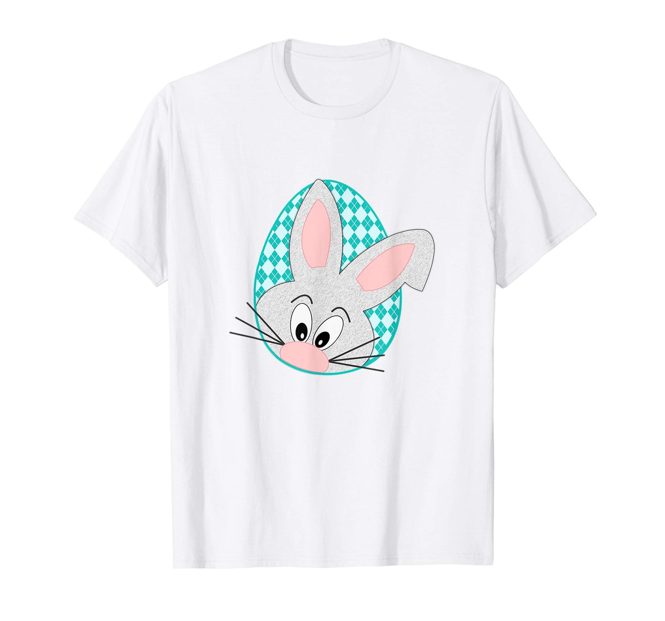 Argyle Easter Egg and Bunny Peekaboo Aqua Shirt