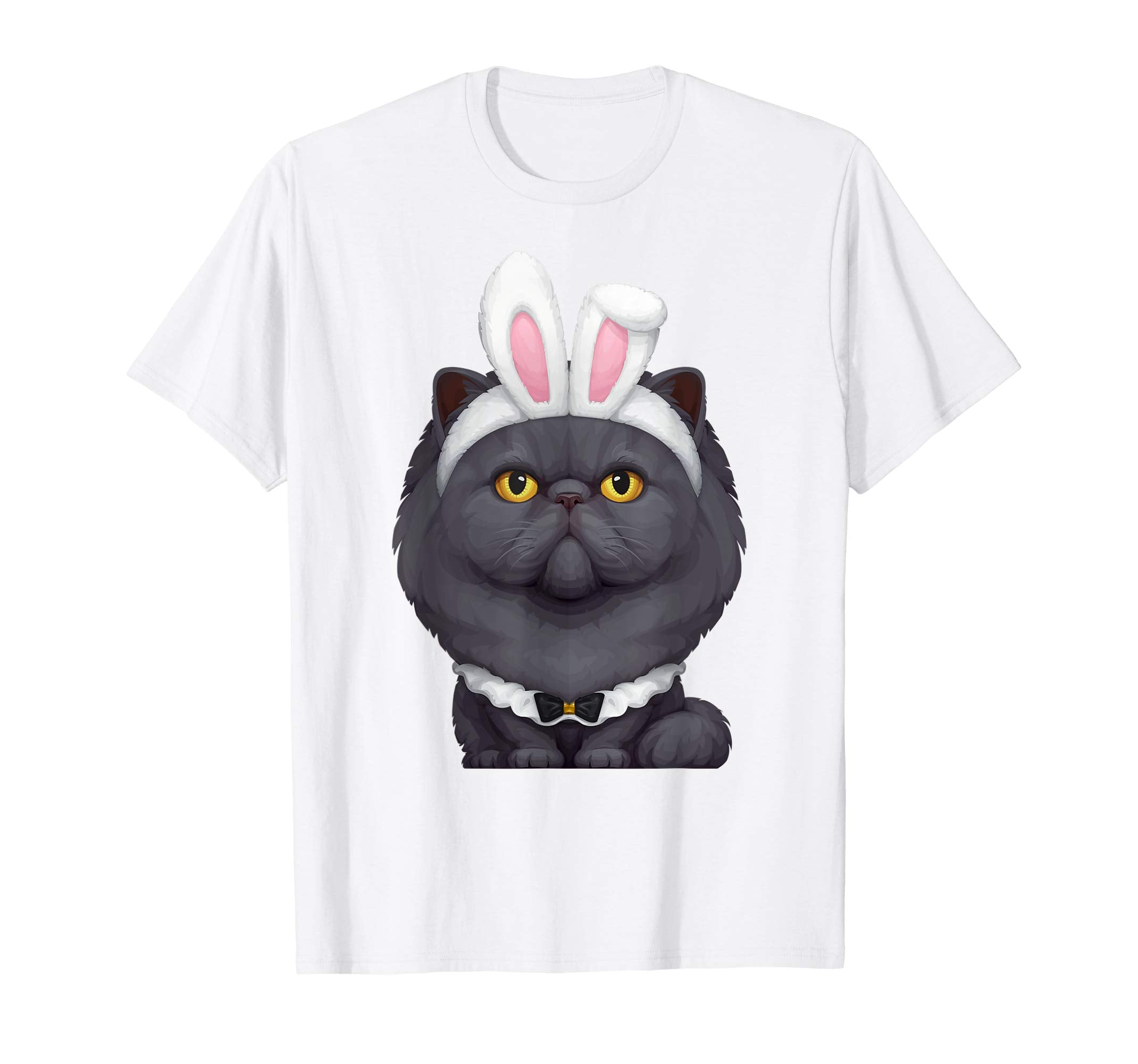 Black Persian Cat in the Easter Bunny Costume T-Shirt