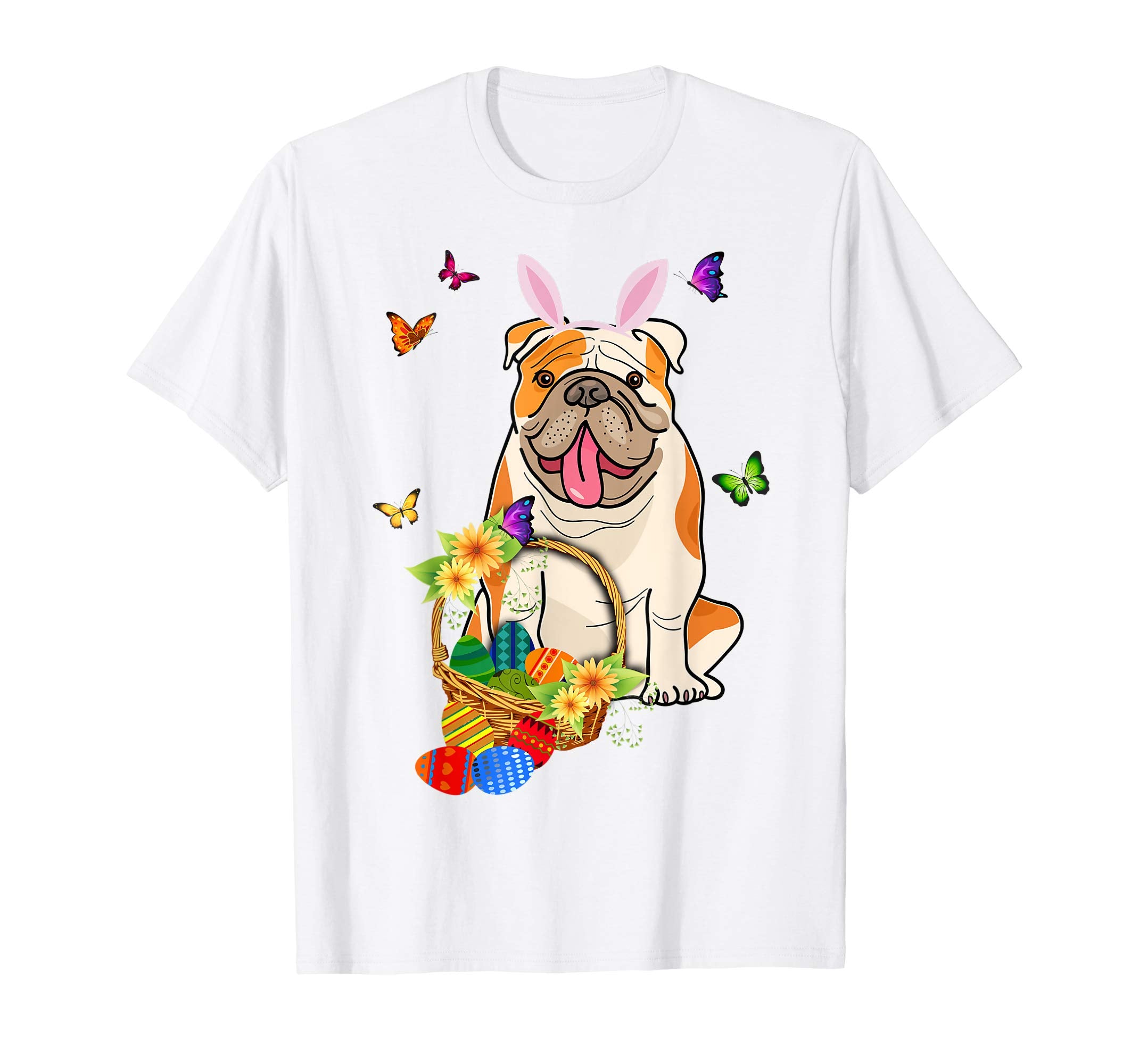 Bulldog Bunny Hat Rabbit Easter Eggs Shirt