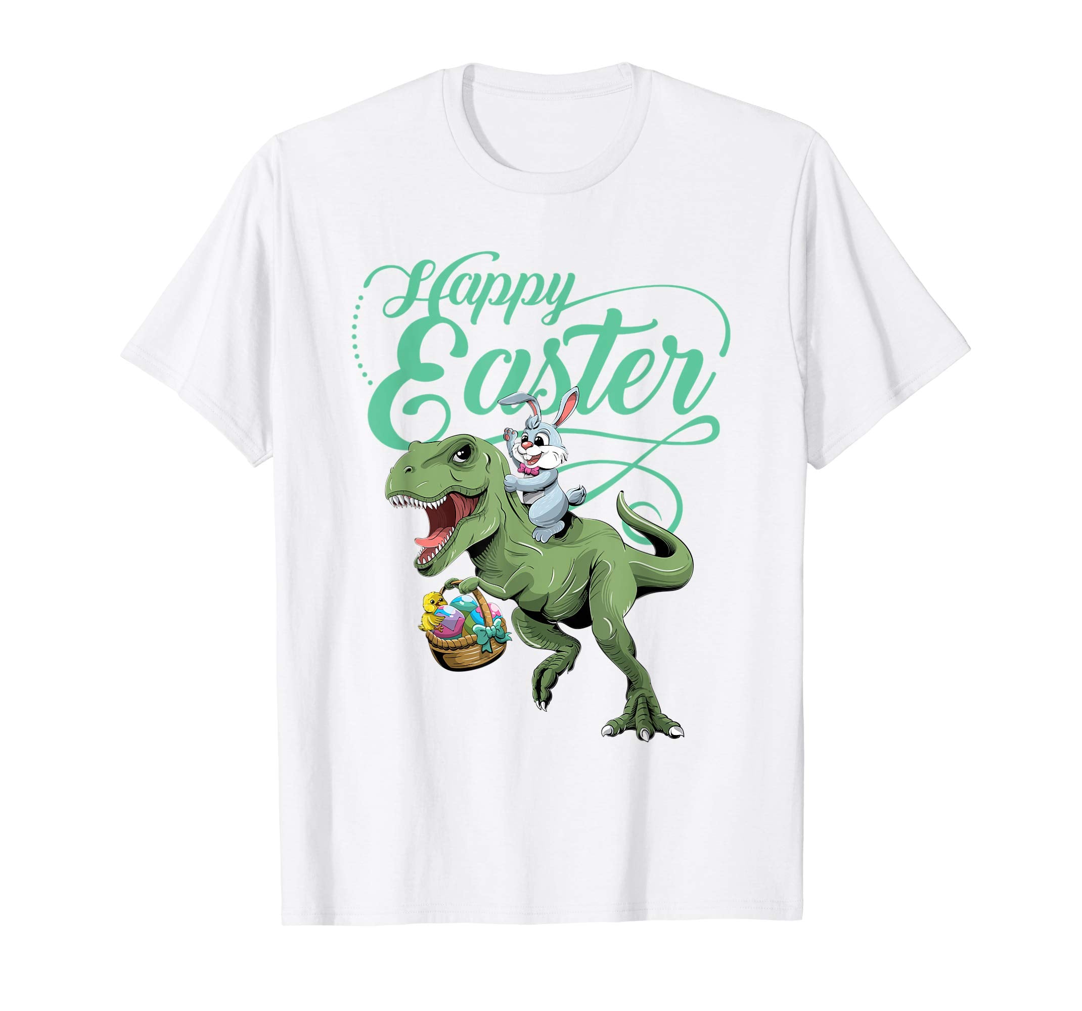 Easter T Shirt for Kids with Cool Bunny and T-rex Egg Hunt