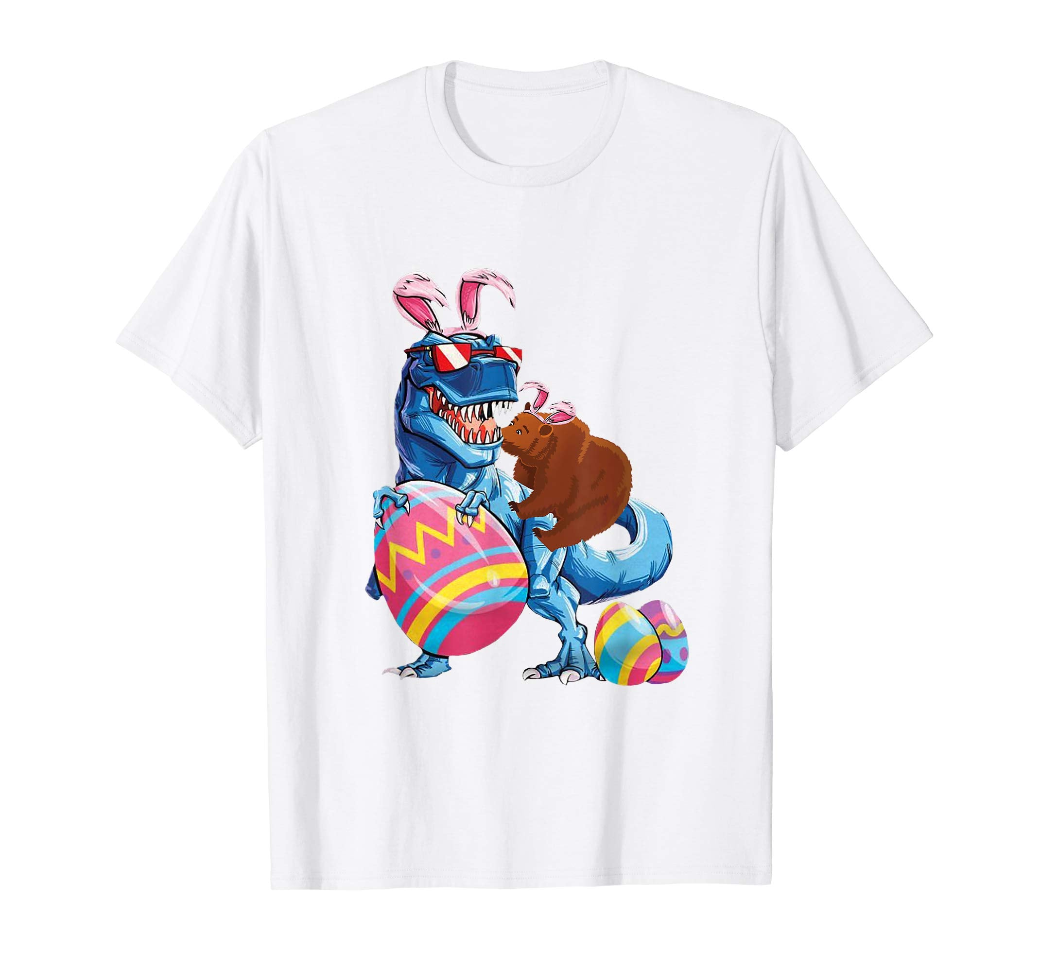 Bear Easter Riding Dinousaus Easter Bunny Lover Gift T-Shirt