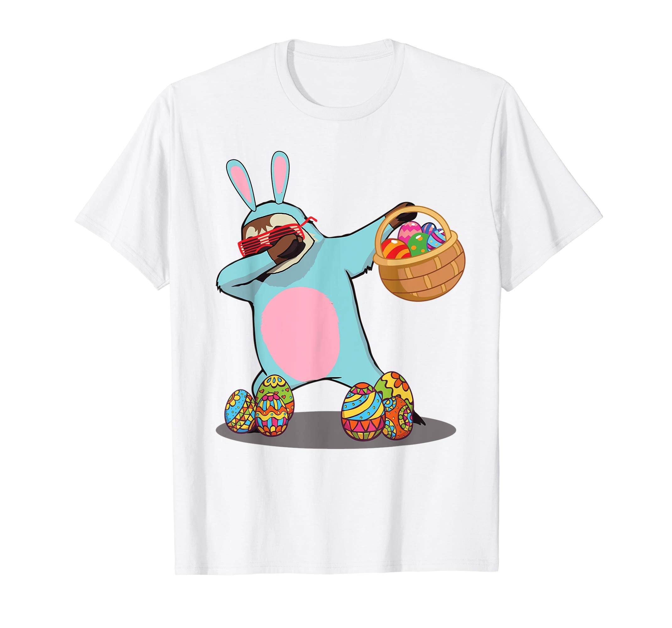 Cute Dabbing Sloth Easter Bunny Egg Basket Tshirt Gifts