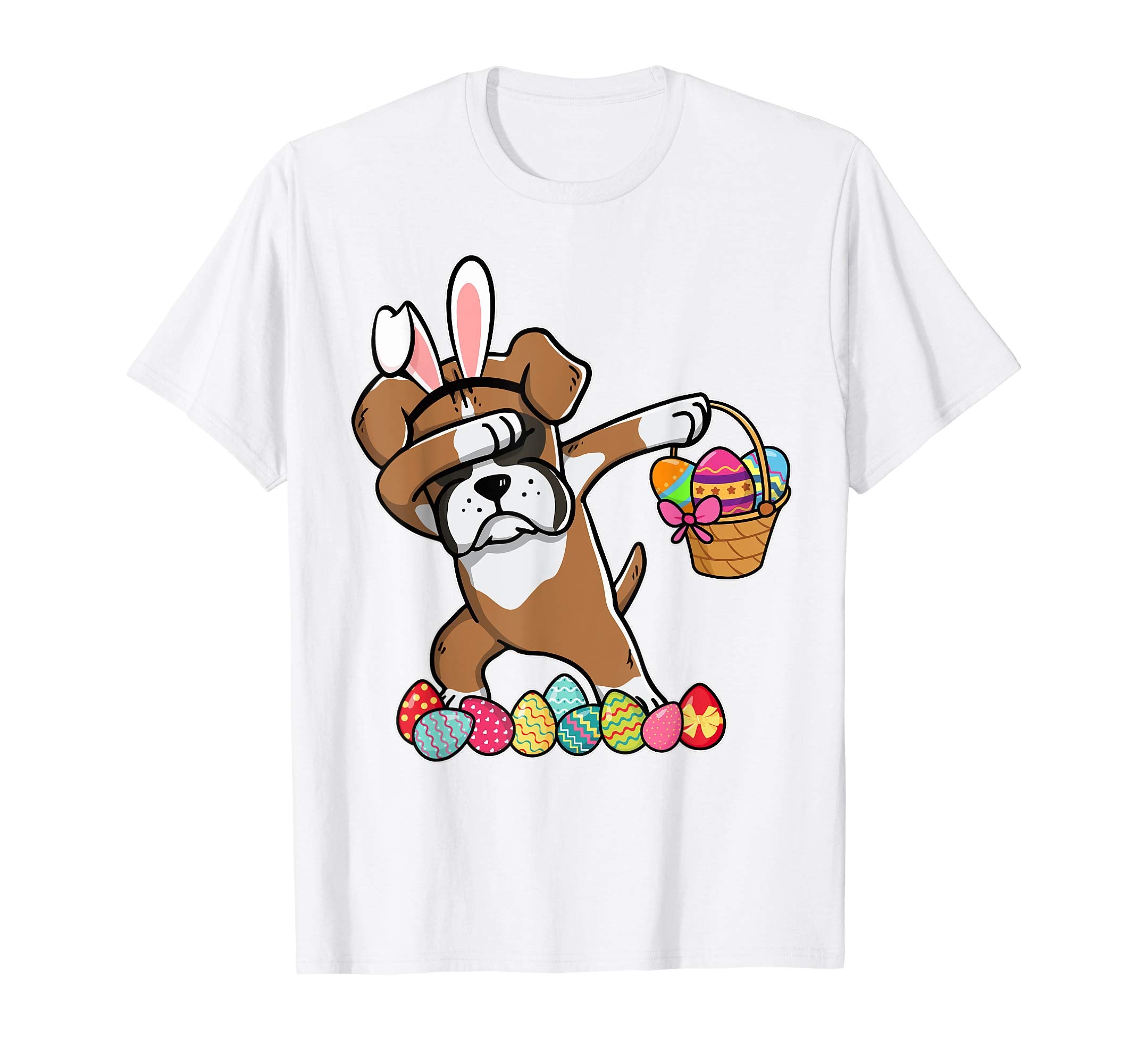 Boxer Dab Dabbing Dressed Easter Bunny Egg Basket T-Shirt