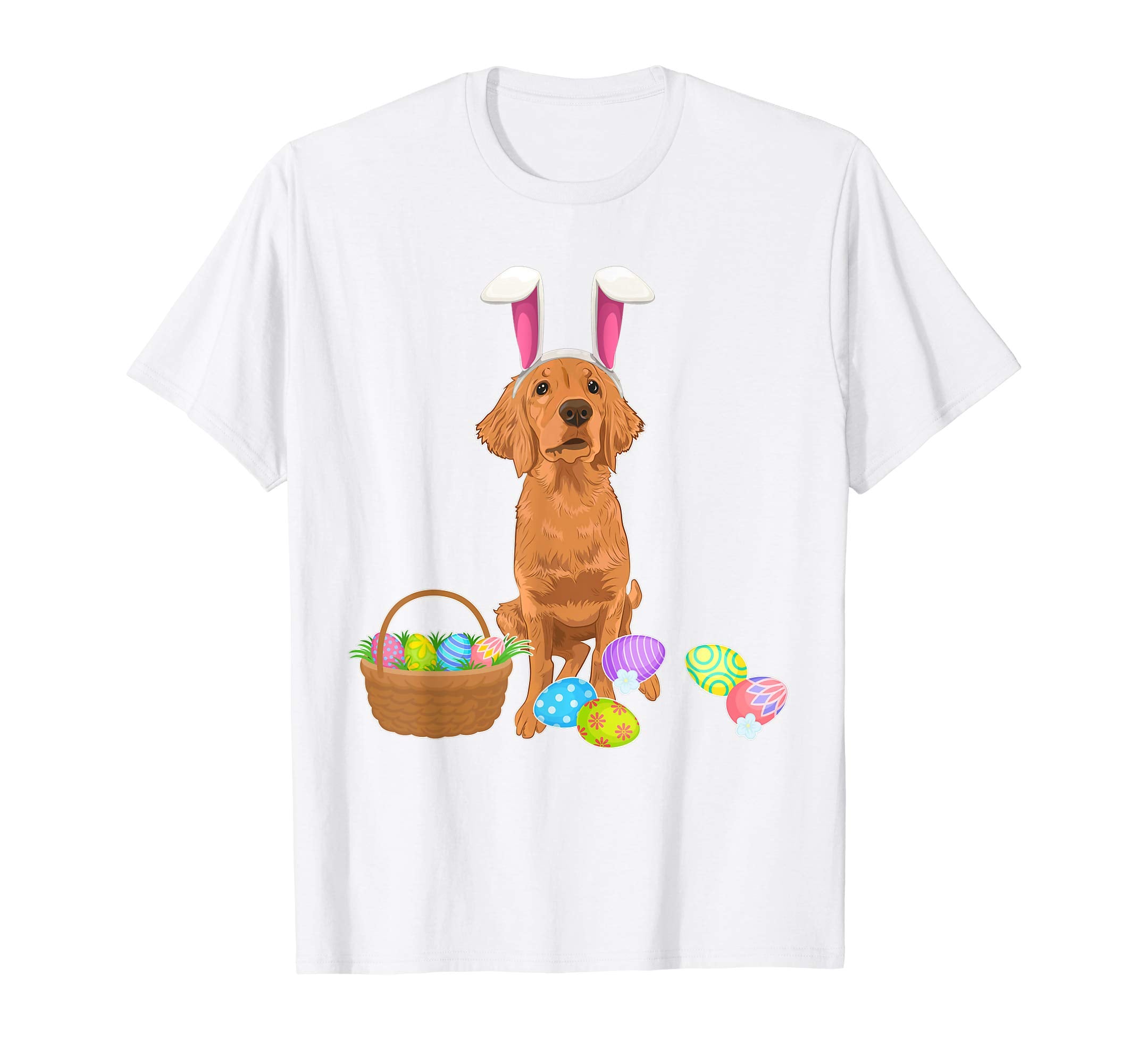 Golden Retriever Bunny Rabbit Hat Easter Eggs Happy Shirt