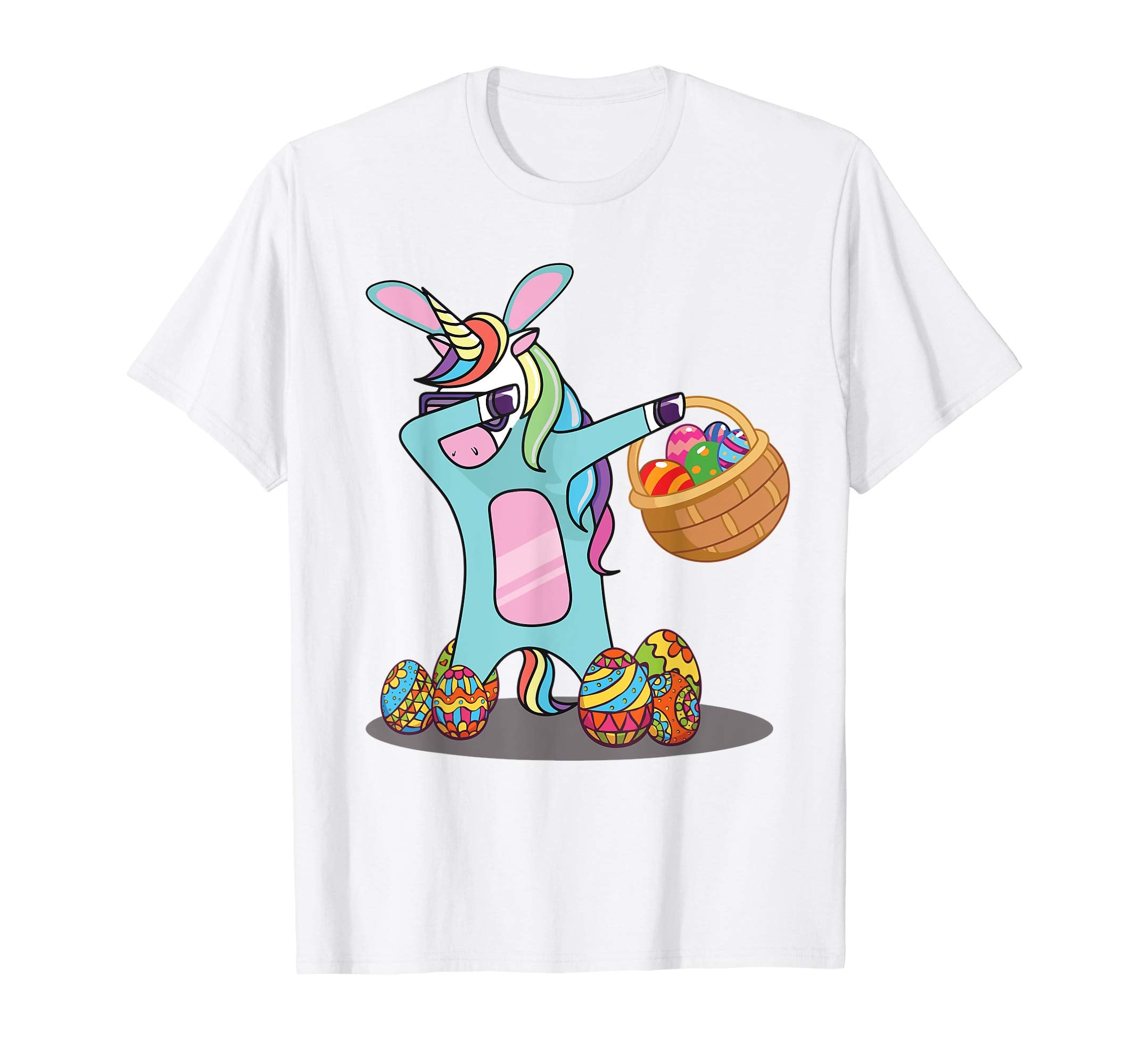 Cute Dabbing Unicorn Easter Bunny Egg Basket Tshirt Gifts