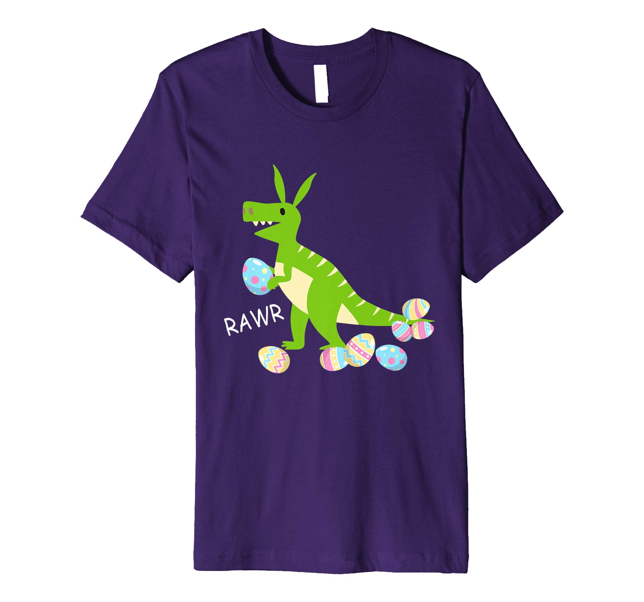 Green Dinosaur T-rex Bunny Playing Easter Eggs Happy Shirt