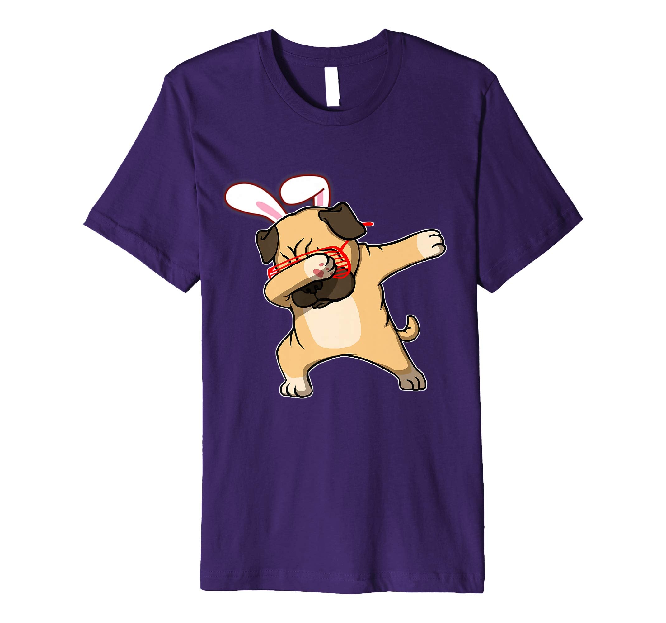 Easter Bunny Dabbing Pug Dog Tshirt Rabbit Ears Animal Gift