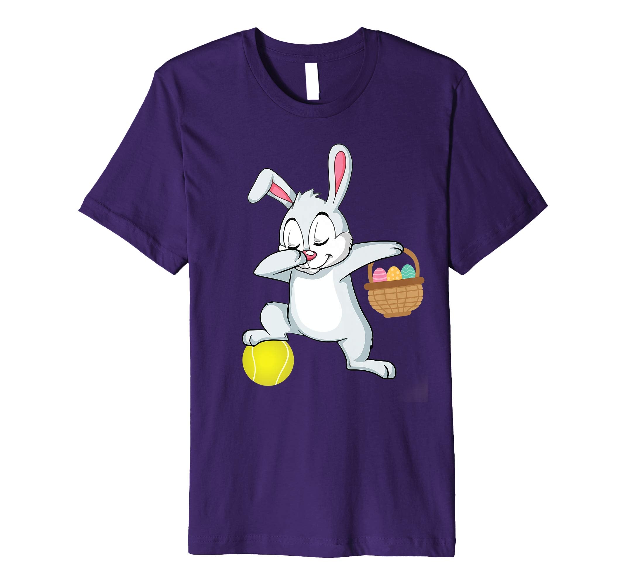 Bunny Rabbit With Easter Eggs Dabbing Playing Tennis Shirt