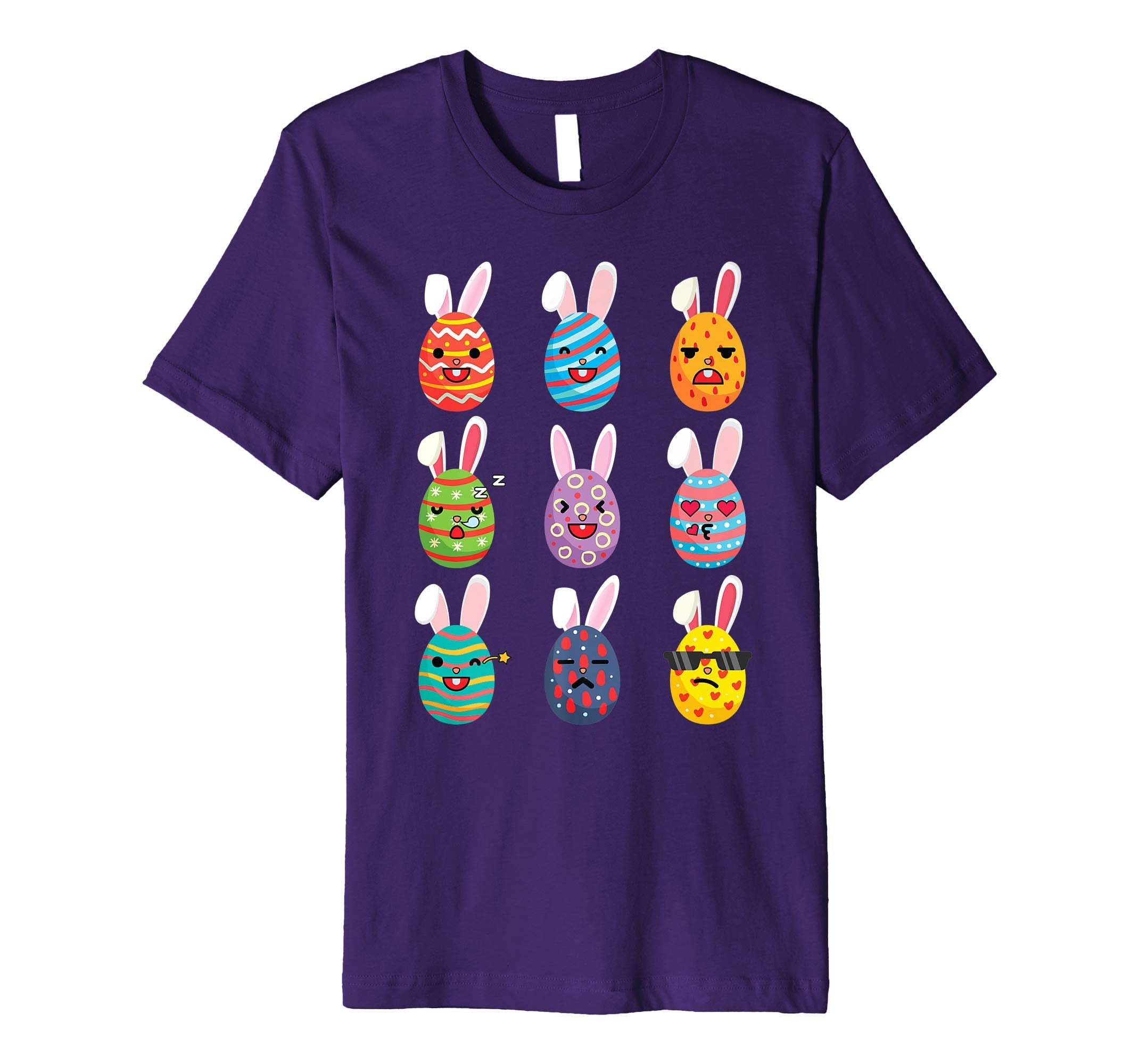 Nine Easter Eggs Bunny Emotion Face Happy Easter Day Shirt