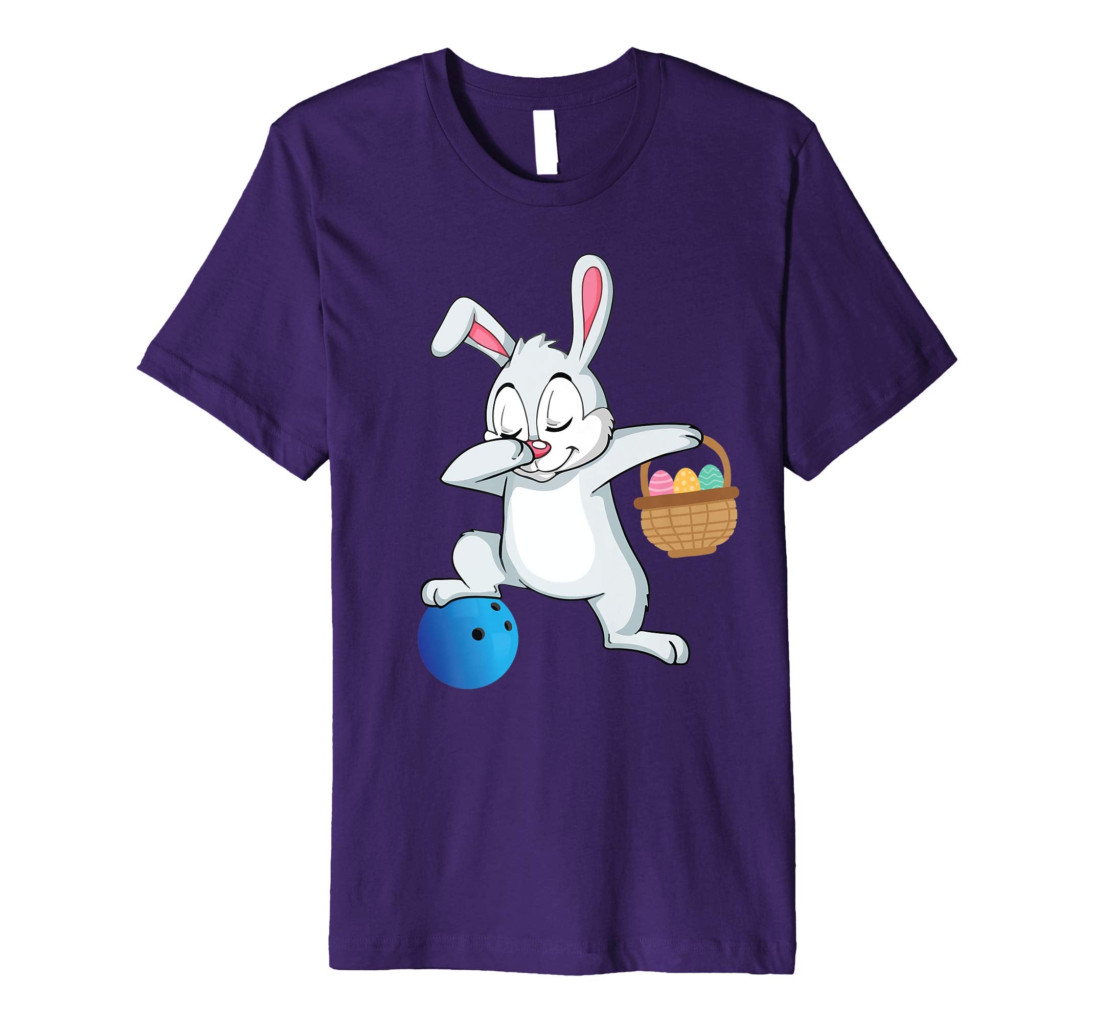 Bunny Rabbit With Easter Eggs Dabbing Playing Bowling Shirt