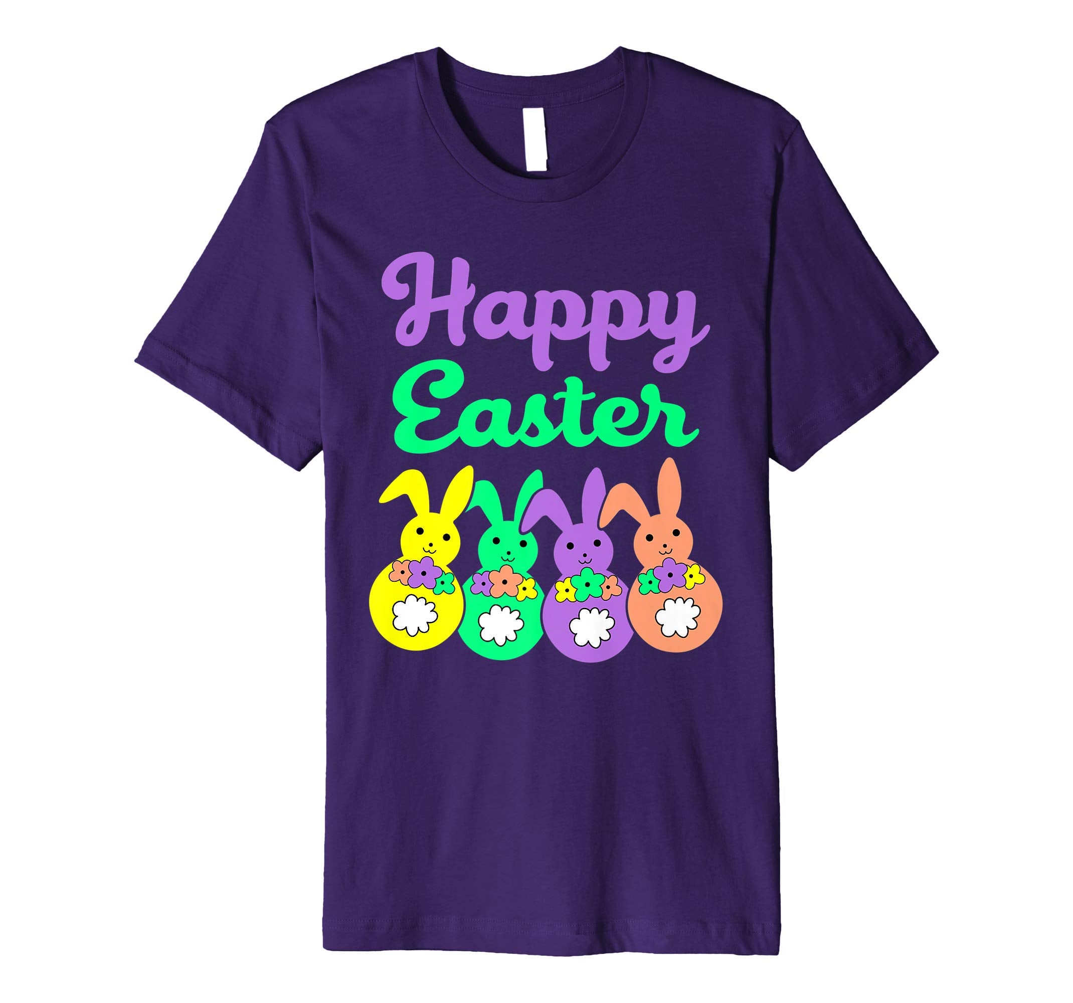 Happy Easter Egg Hunt Bunnies Bow Boys Girls Kids T Shirt
