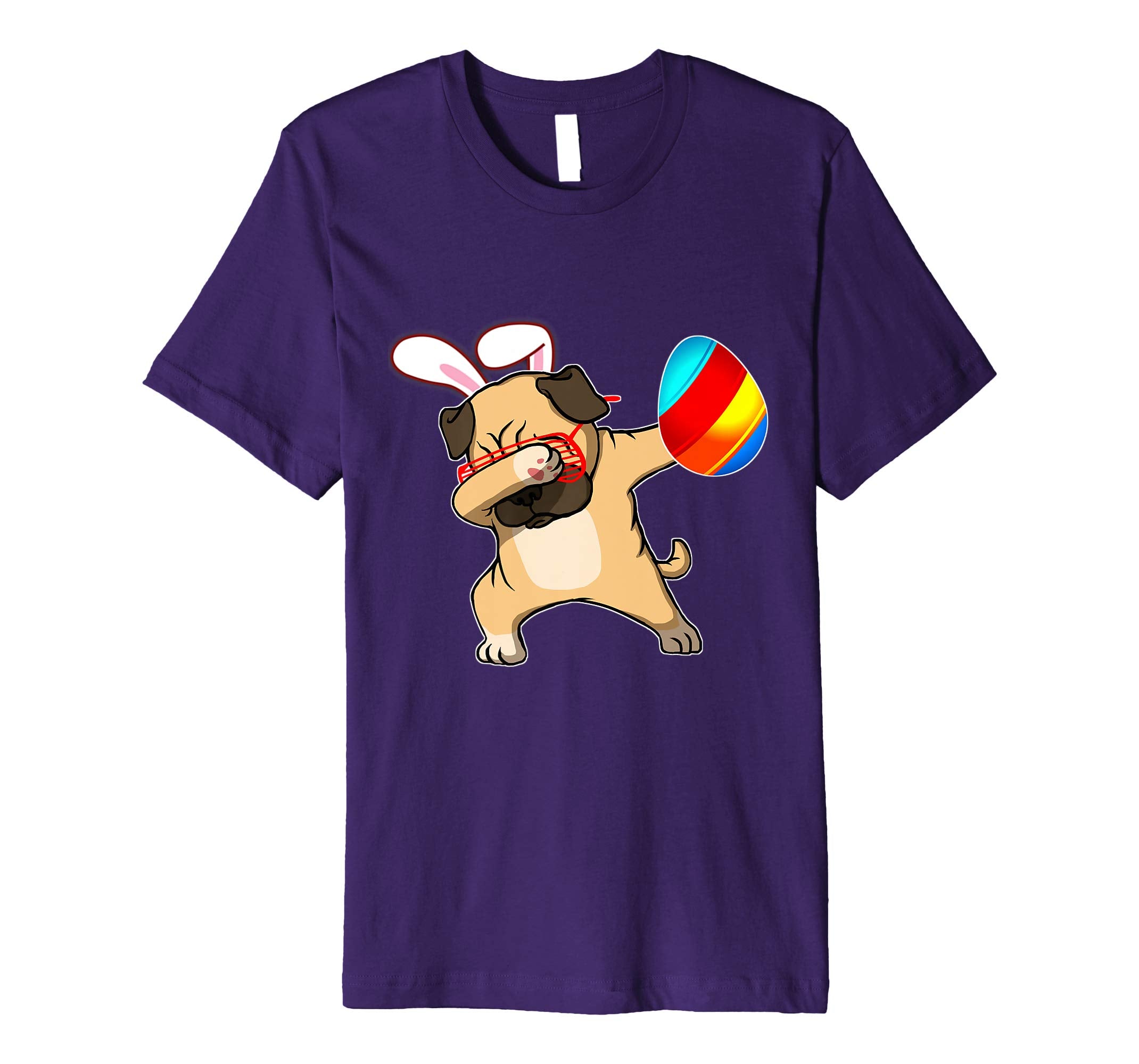 Easter Bunny Dabbing Pug Dog Tshirt Egg Ears Animal Gift