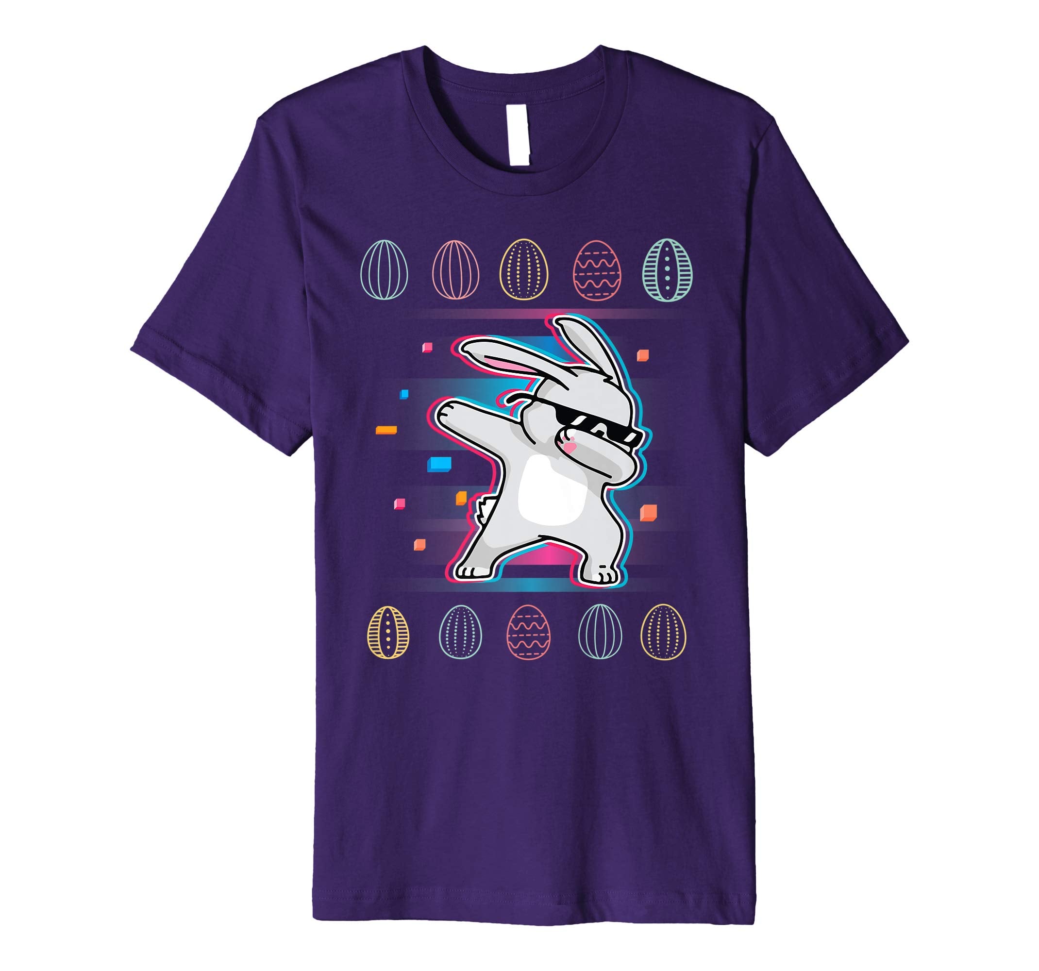 Neon Vintage Rabbit Bunny Dabbing Around Easter Eggs Shirt