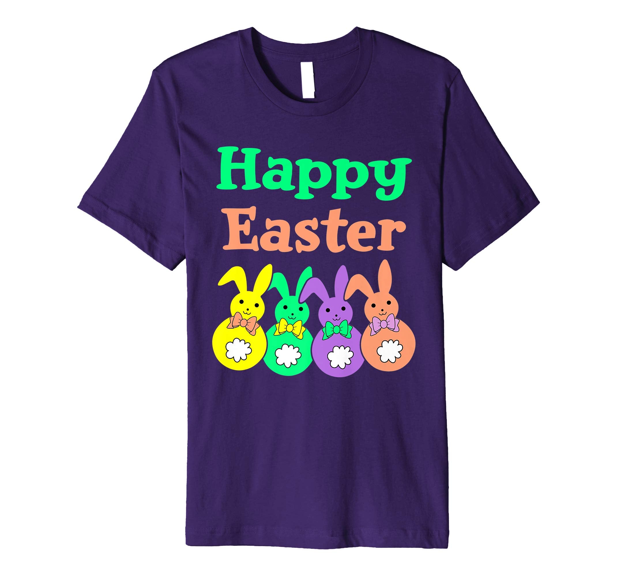 Happy Easter Egg Hunt Bunnies Bow Boys Girls Kids T Shirt