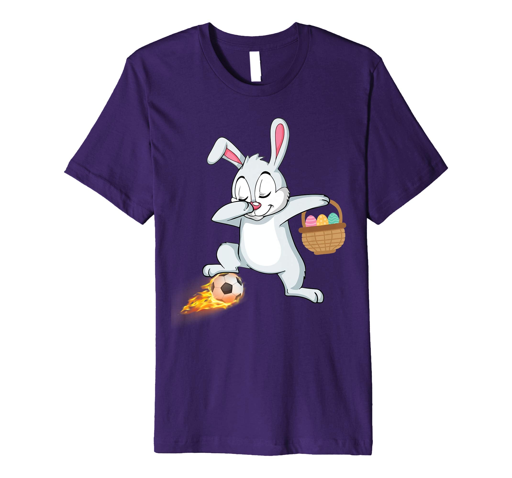 Bunny Rabbit &amp; Easter Eggs Dabbing Playing Fire Soccer Shirt