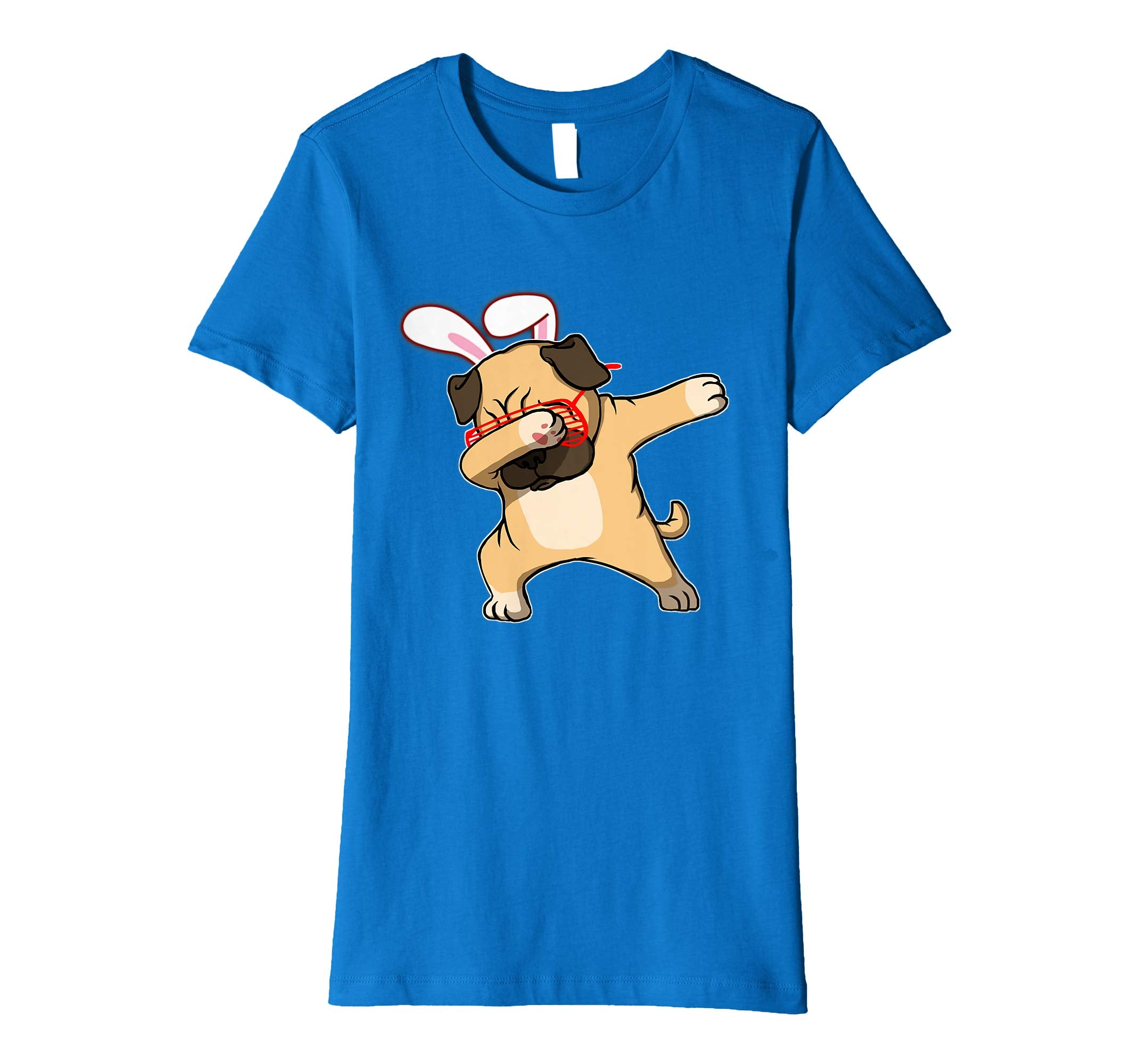 Easter Bunny Dabbing Pug Dog Tshirt Rabbit Ears Animal Gift