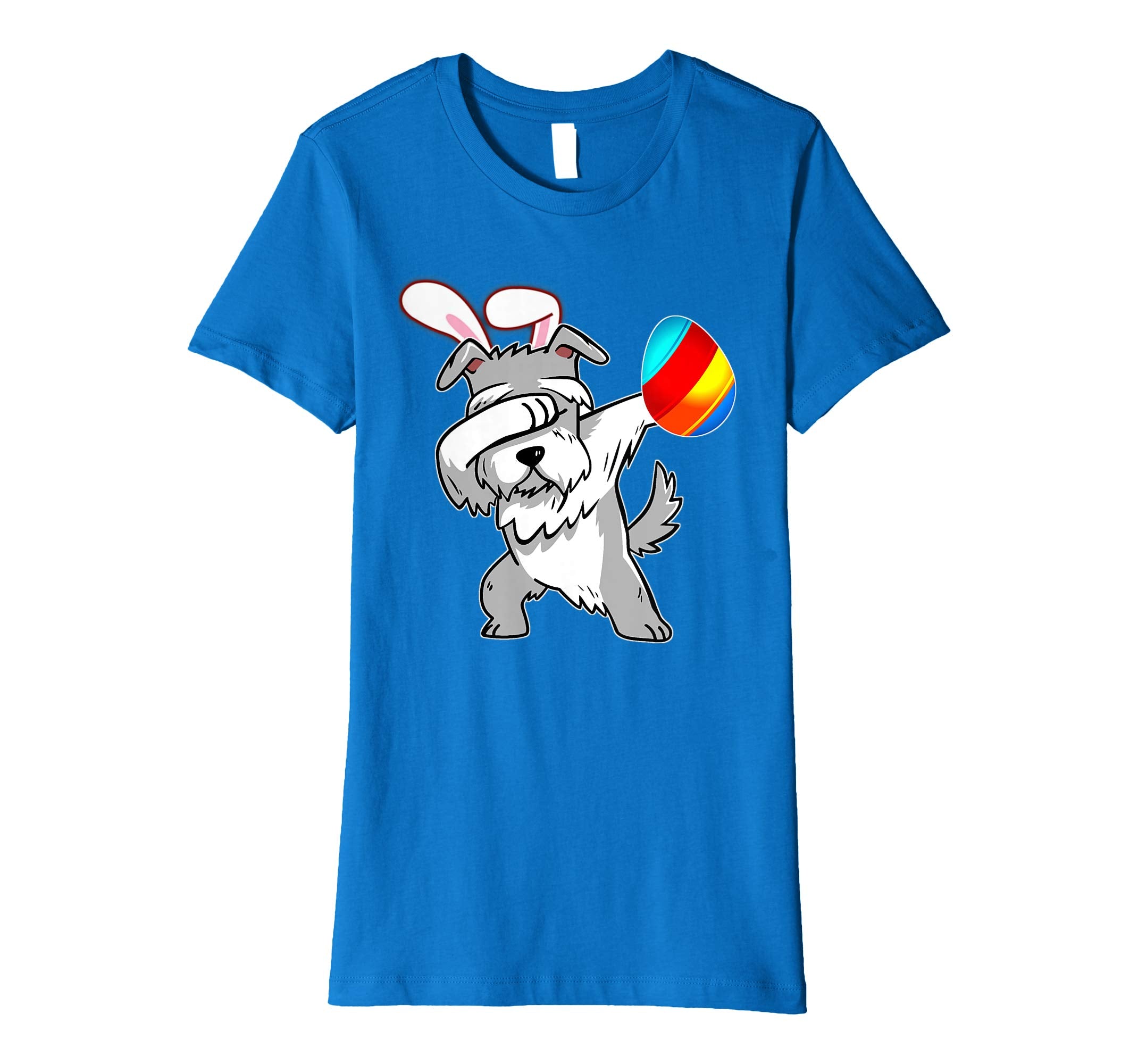 Easter Bunny Dabbing Schnauzer Dog Tshirt Egg Ears Gift