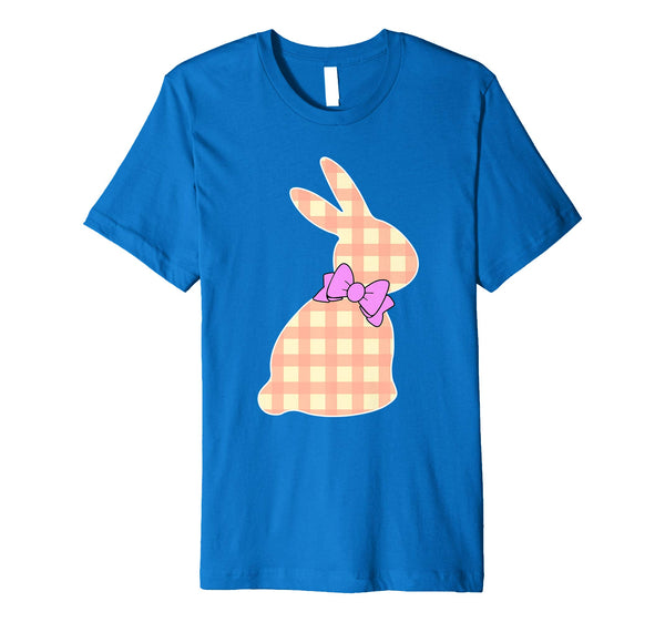Happy Easter Buffalo Plaid Bunny Bow Boys Girls Kids T Shirt