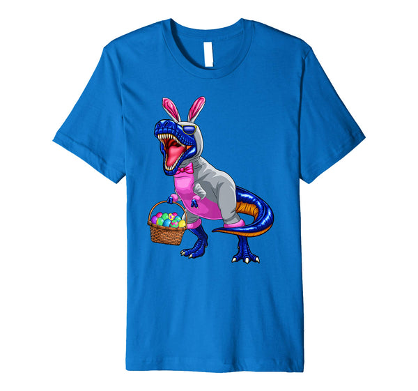 Easter T Rex Dinosaur Shirt Kids Boys Bunny Basket Eggs