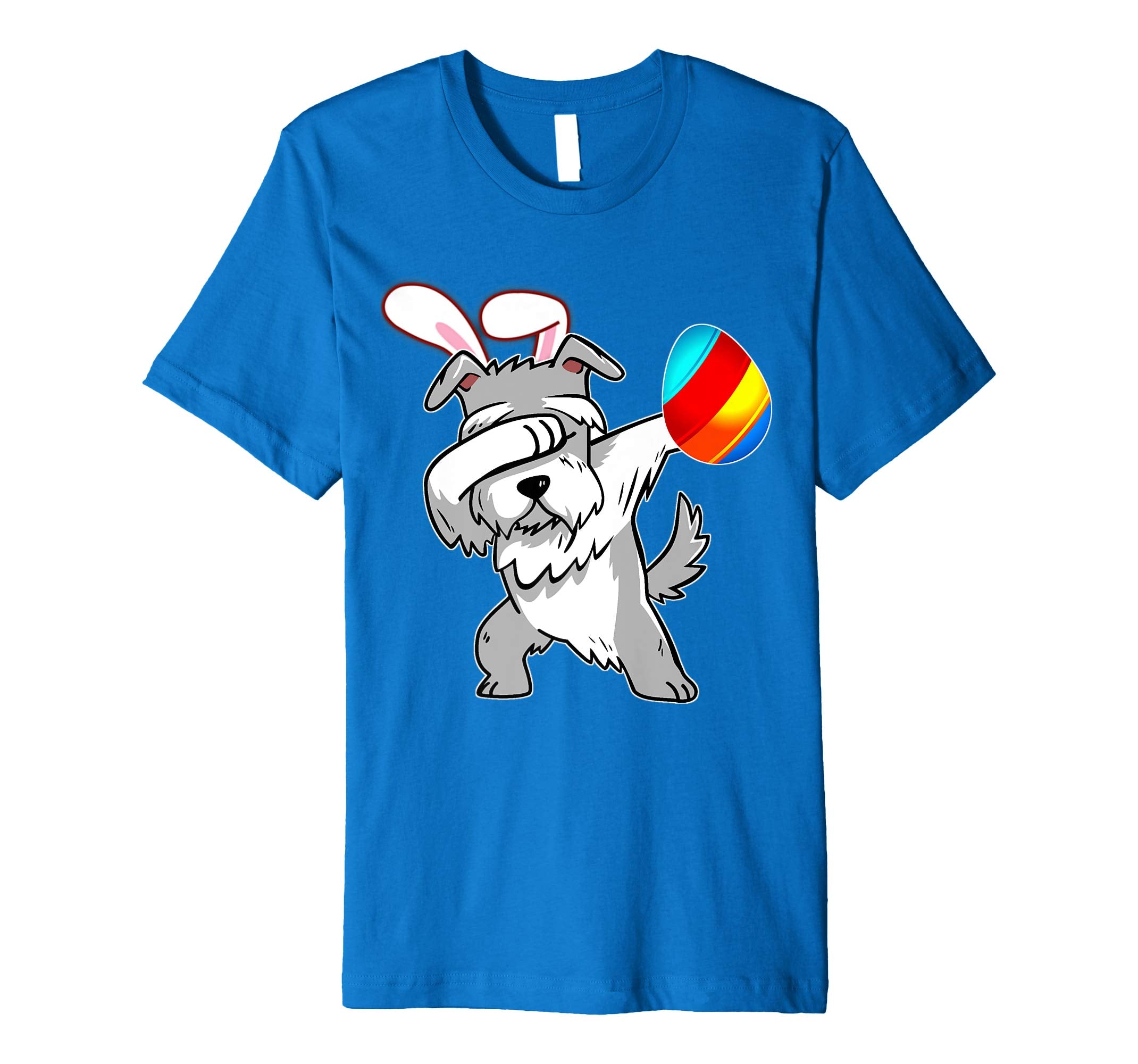 Easter Bunny Dabbing Schnauzer Dog Tshirt Egg Ears Gift