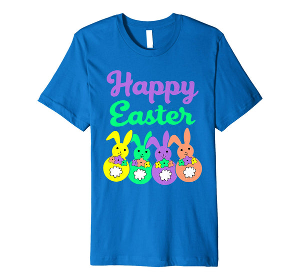 Happy Easter Egg Hunt Bunnies Bow Boys Girls Kids T Shirt