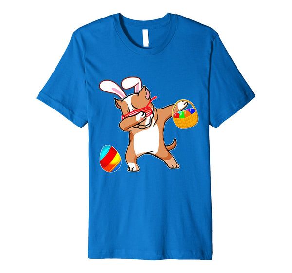 Easter Bunny Dabbing Pitbull Dog Tshirt Easter Egg Basket