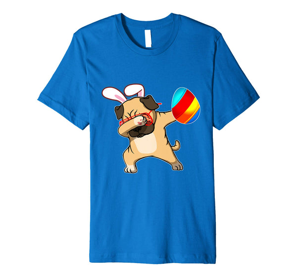 Easter Bunny Dabbing Pug Dog Tshirt Egg Ears Animal Gift