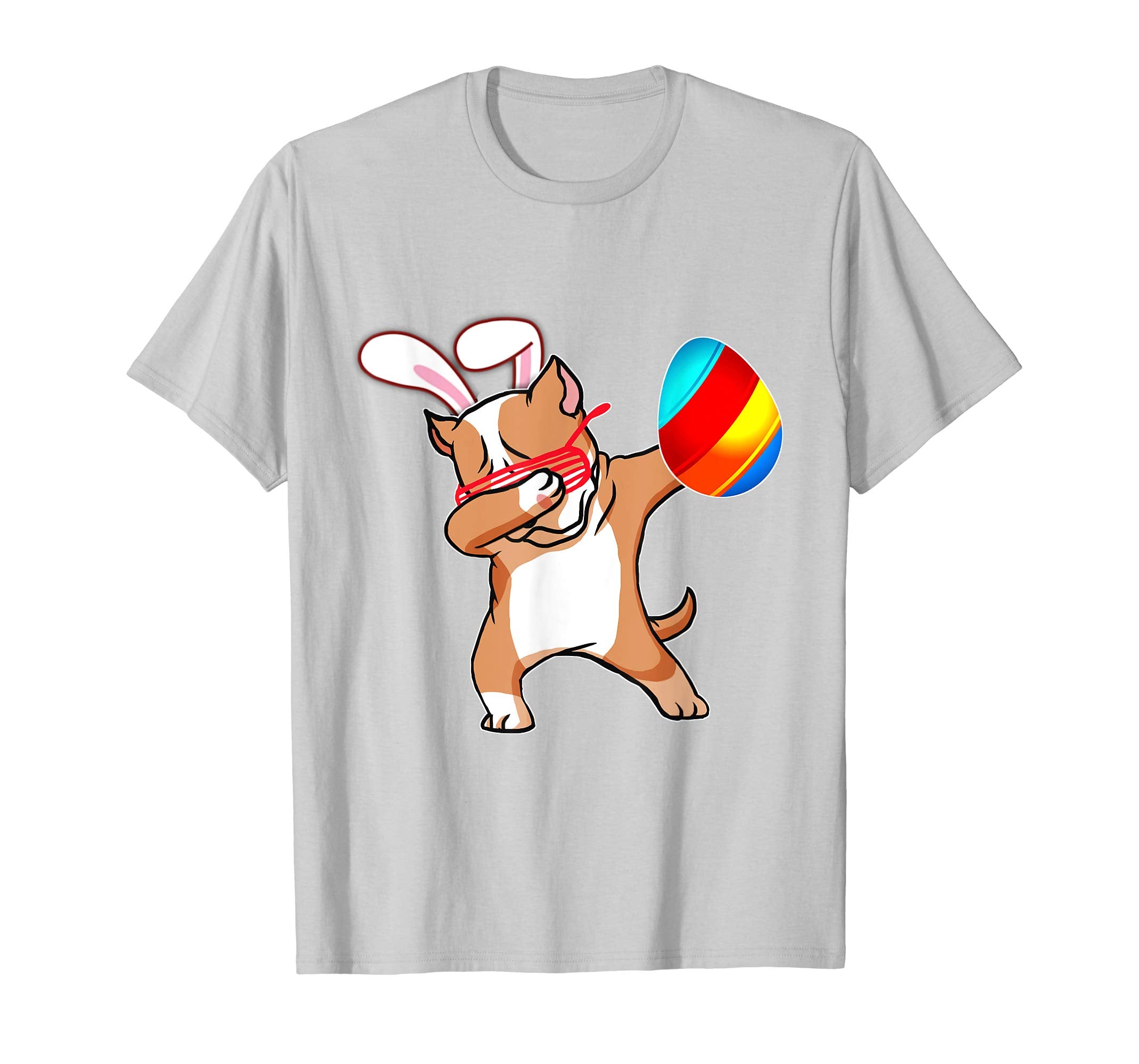 Easter Bunny Dabbing Pitbull Dog Tshirt Egg Ears Animal Gift