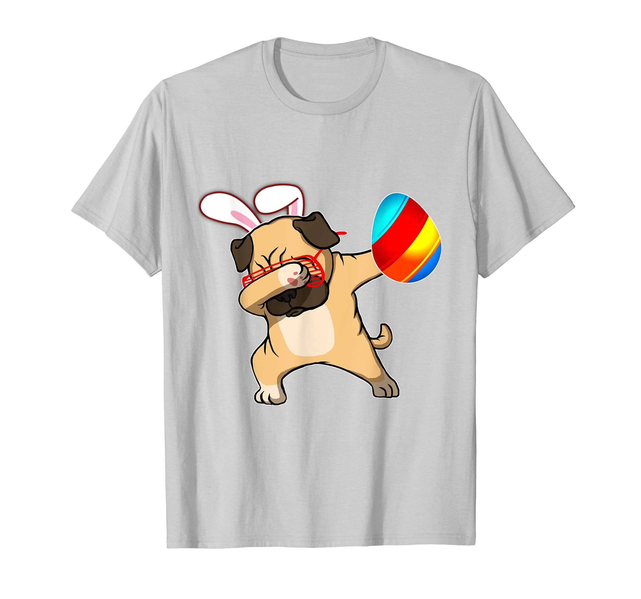 Easter Bunny Dabbing Pug Dog Tshirt Egg Ears Animal Gift