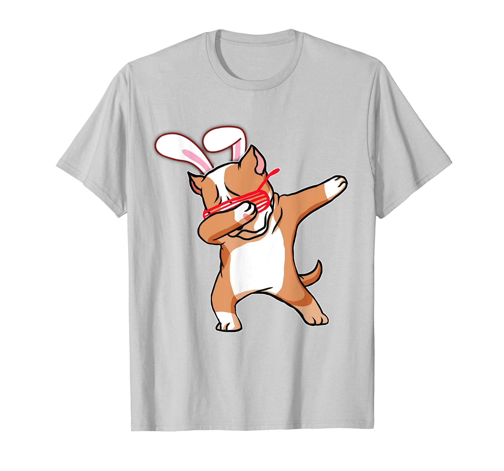 Easter Bunny Dabbing Pitbull Dog Tshirt Rabbit Ears Gift