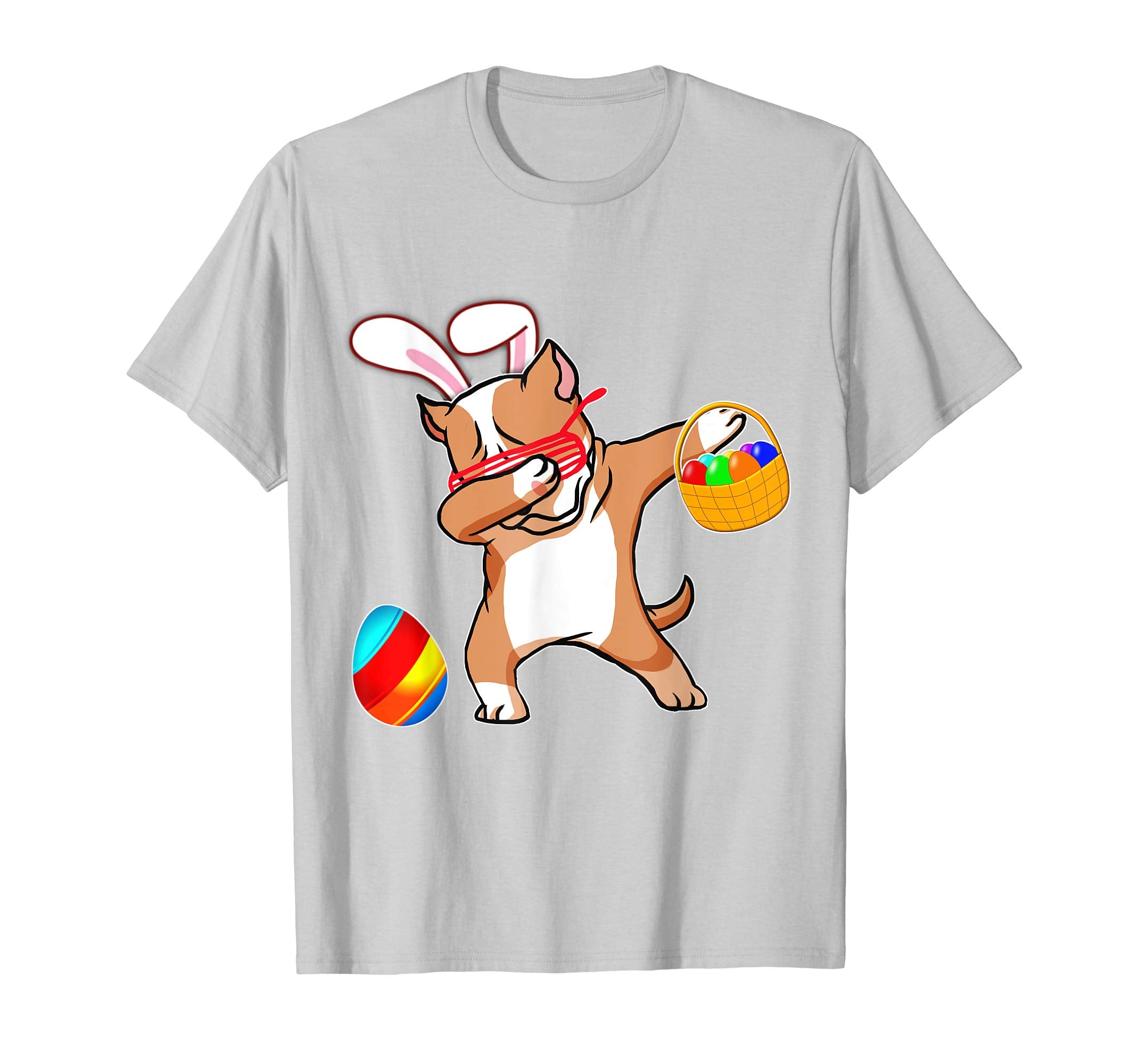Easter Bunny Dabbing Pitbull Dog Tshirt Easter Egg Basket