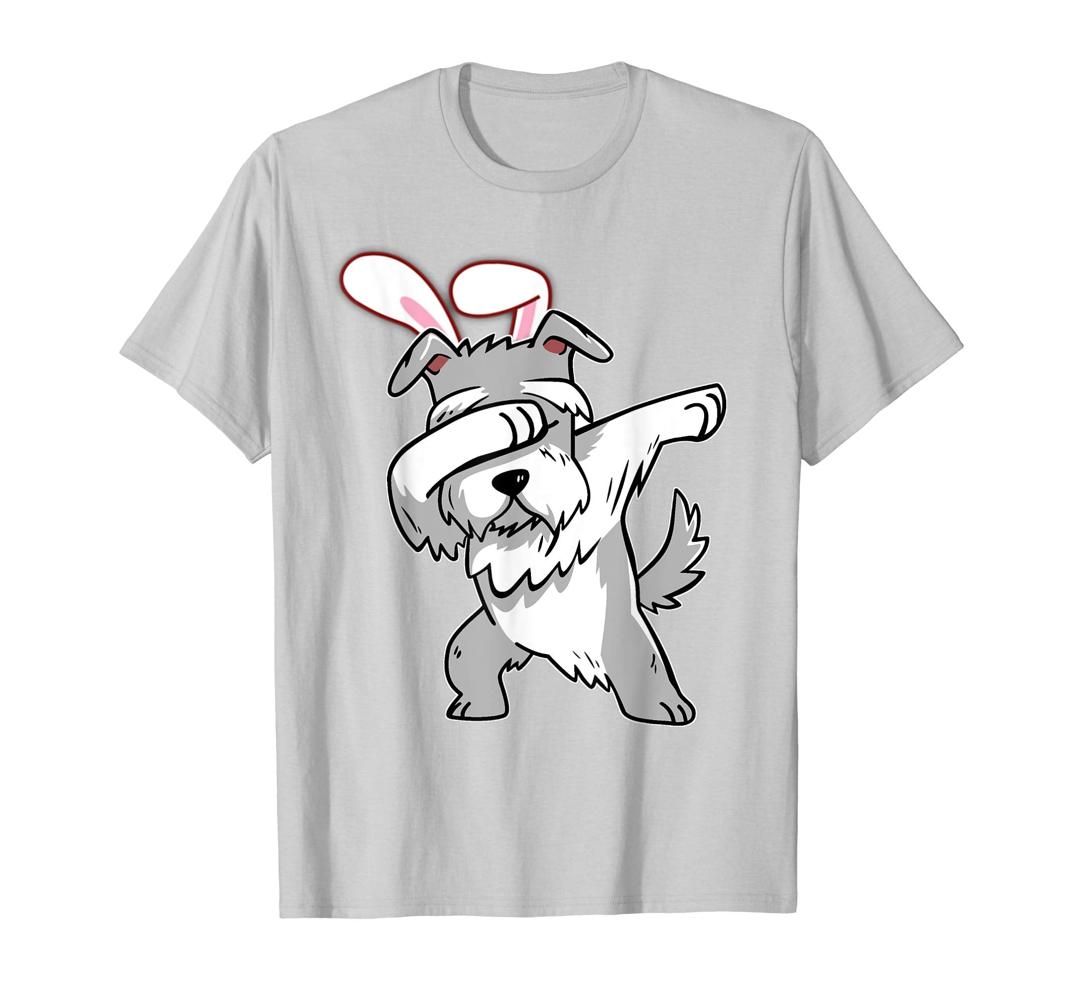 Easter Bunny Dabbing Schnauzer Dog Tshirt Rabbit Ears Gift