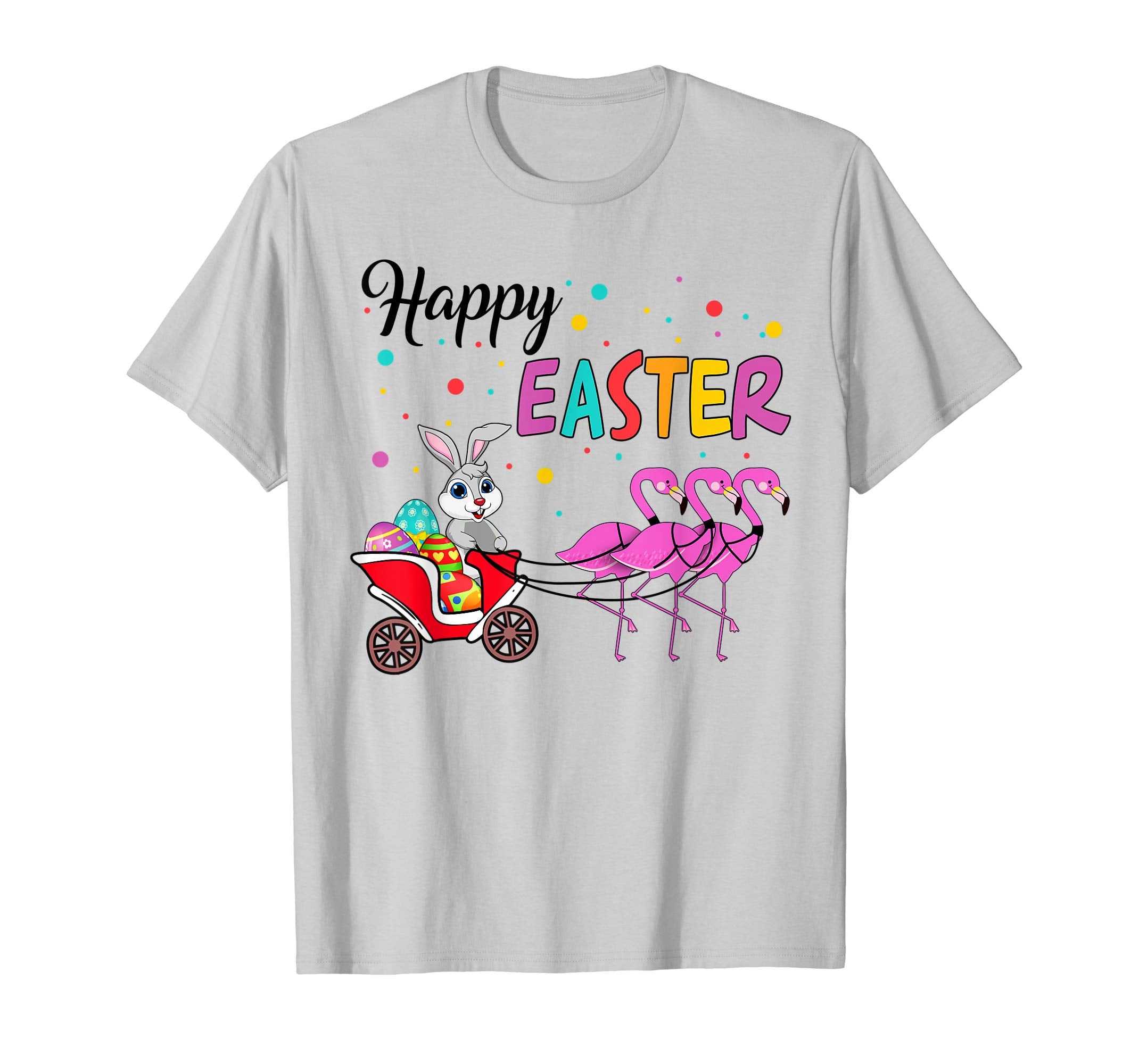 Funny Bunny With Flamingo Happy Easter T-shirt