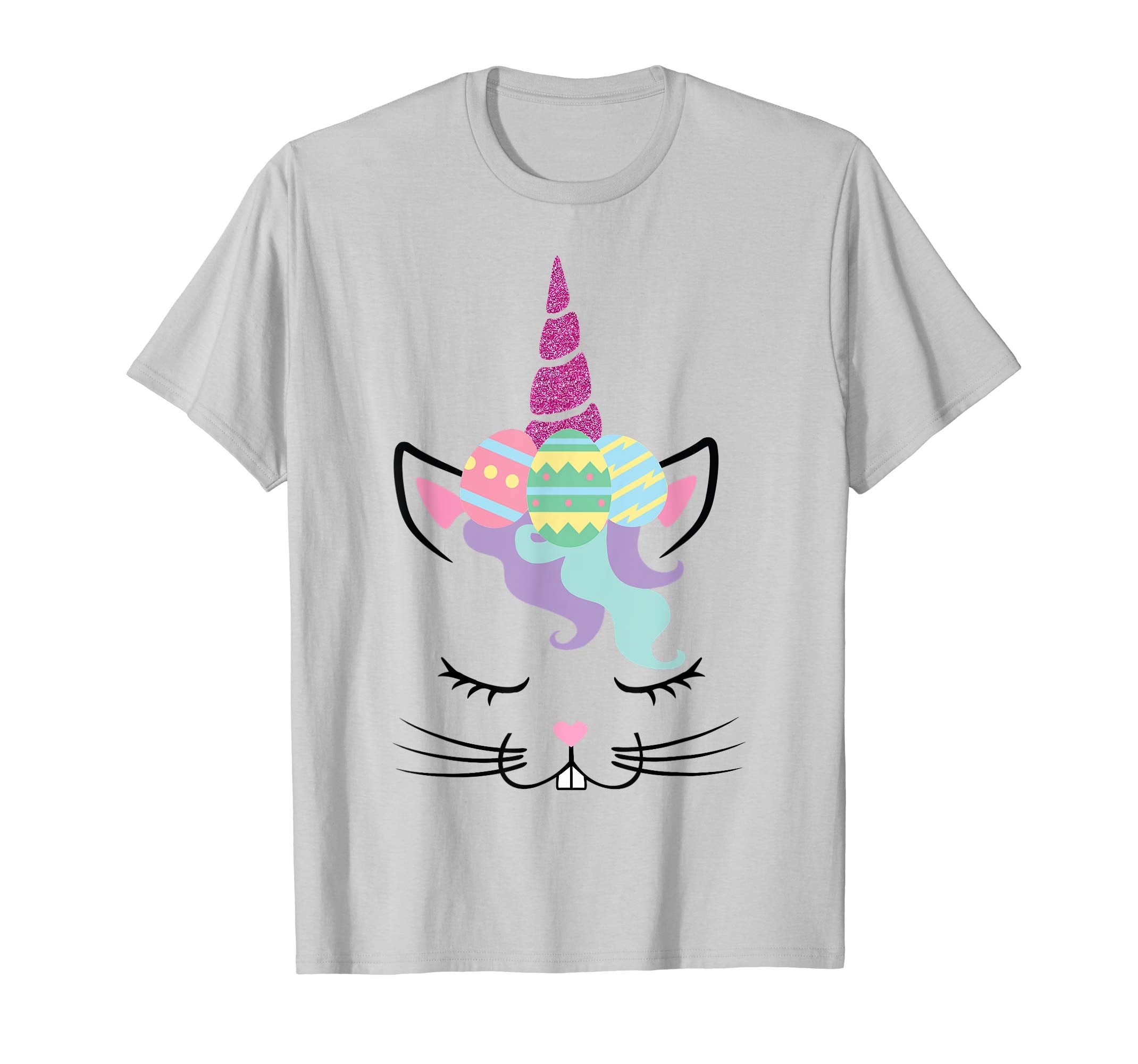 Girls Easter T-Shirt Bunny Rabbit Face Unicorn Shirt Gift
